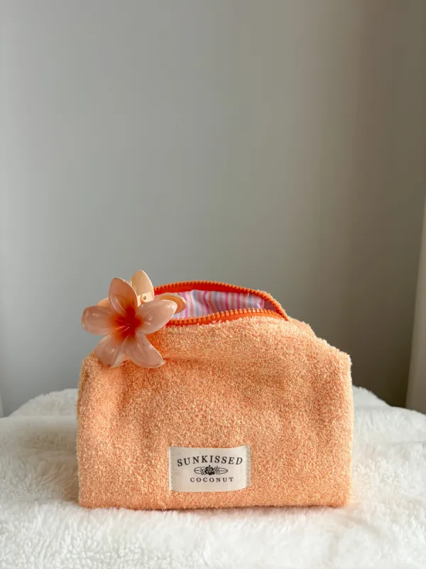 Orange Y2K Handmade Travel Pouch made by Sunkissed Coconut