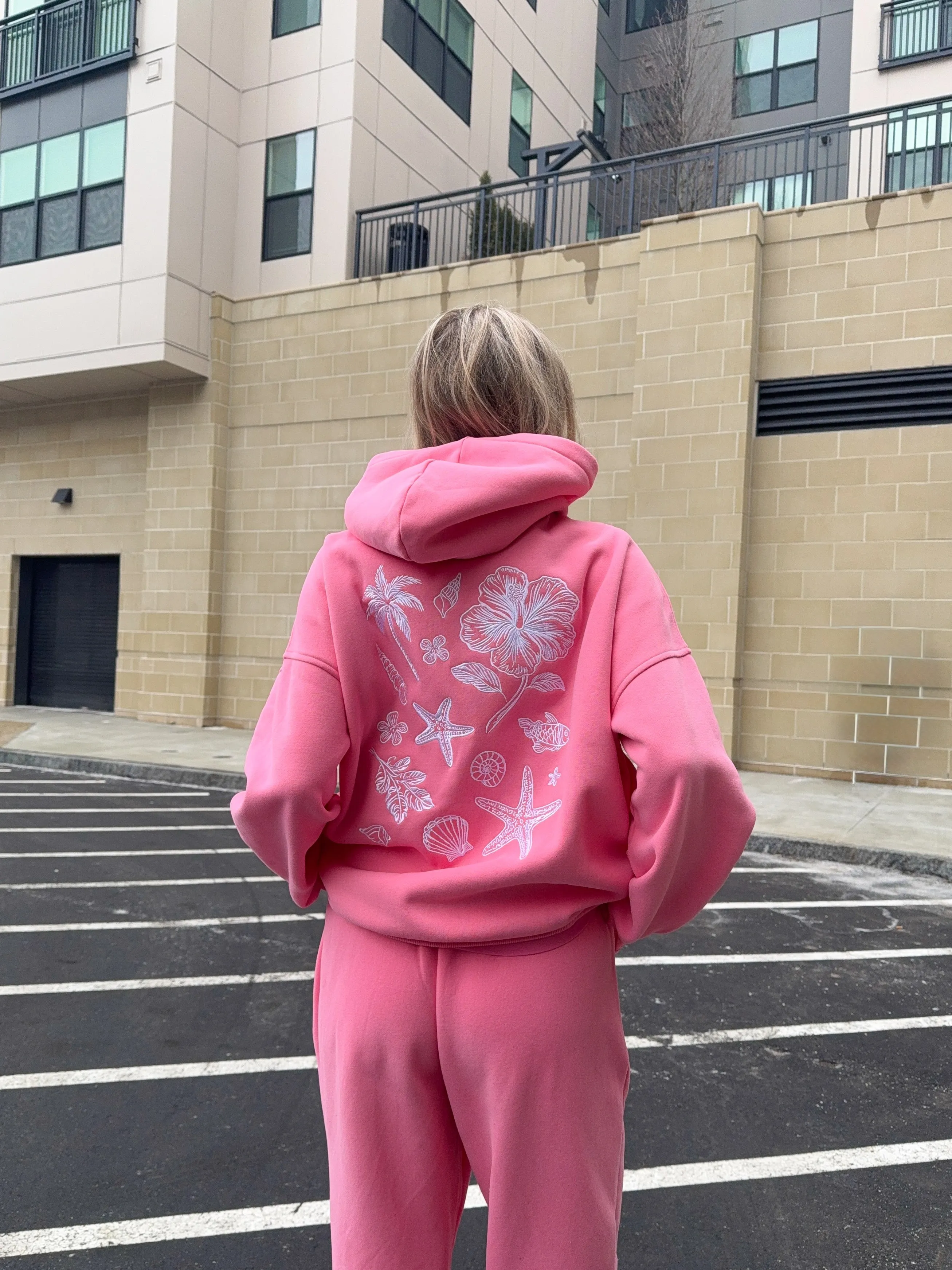 Hibiscus Pink Tropical Embroider Hoodie sold by Sunkissed Coconut product image thumbnail 2
