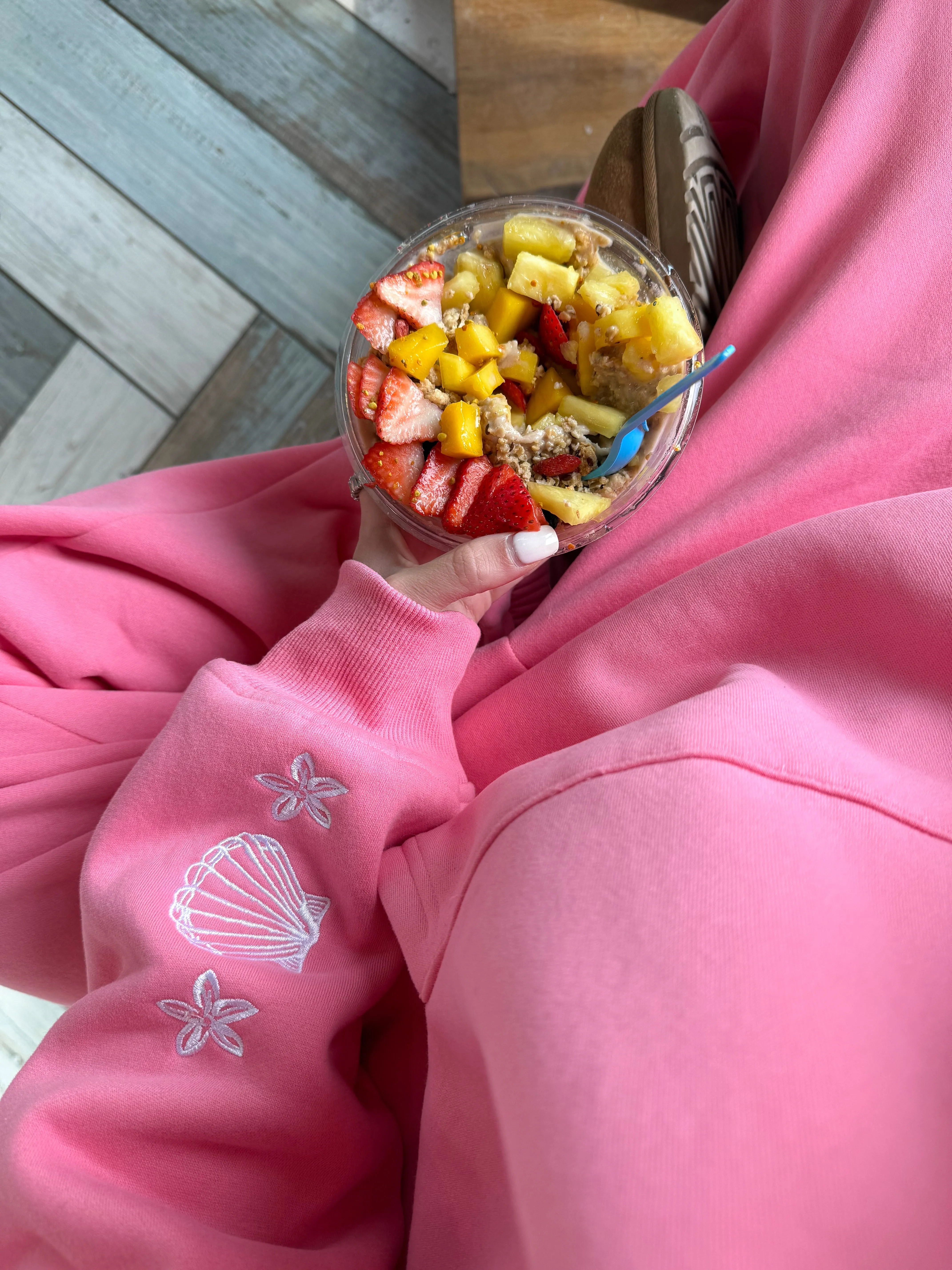 Hibiscus Pink Tropical Embroider Hoodie sold by Sunkissed Coconut product image thumbnail 3