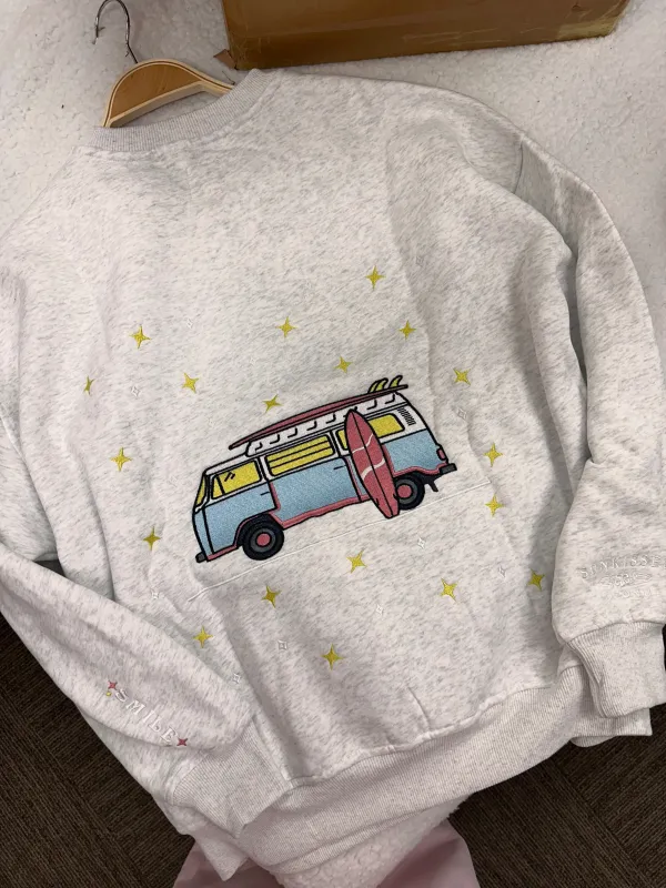 Pearl Grey Embroider Van Star Sweatshirt sold by Sunkissed Coconut