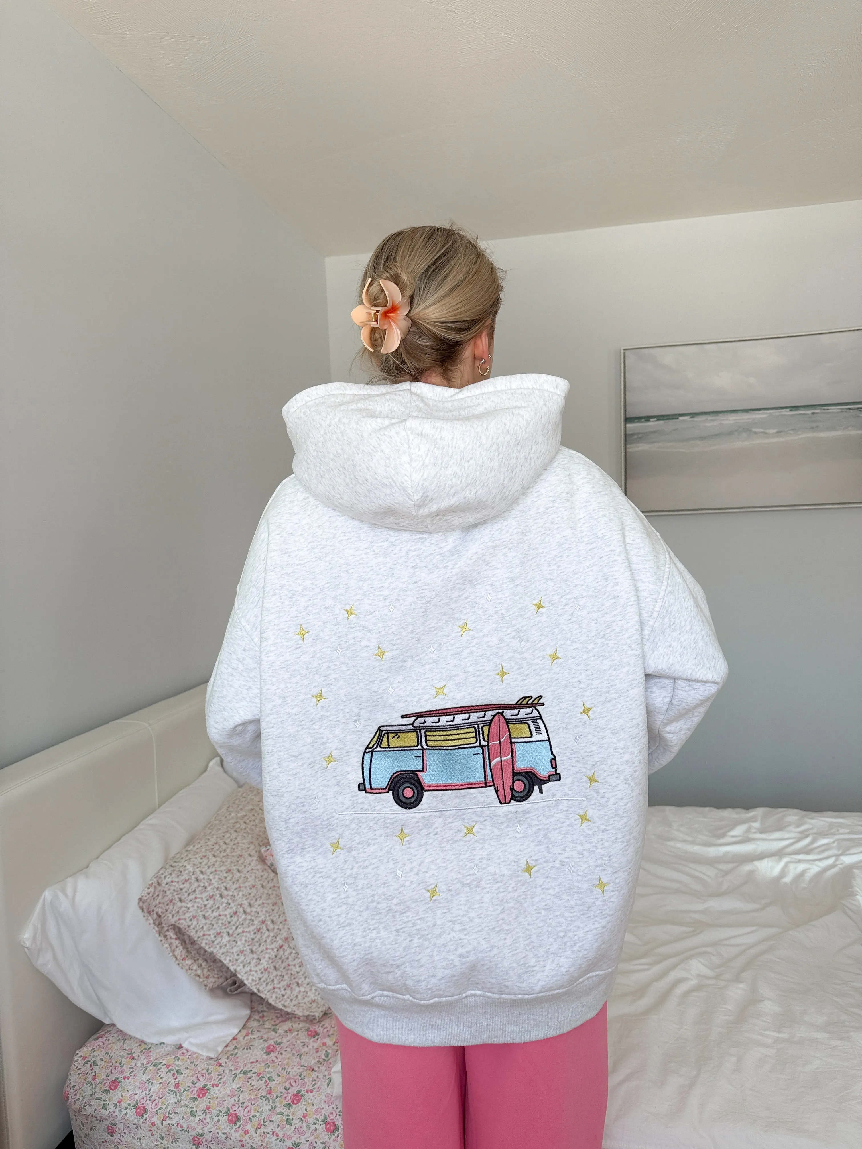 Pearl Grey Embroider Van Star Hoodie sold by Sunkissed Coconut product image thumbnail 3