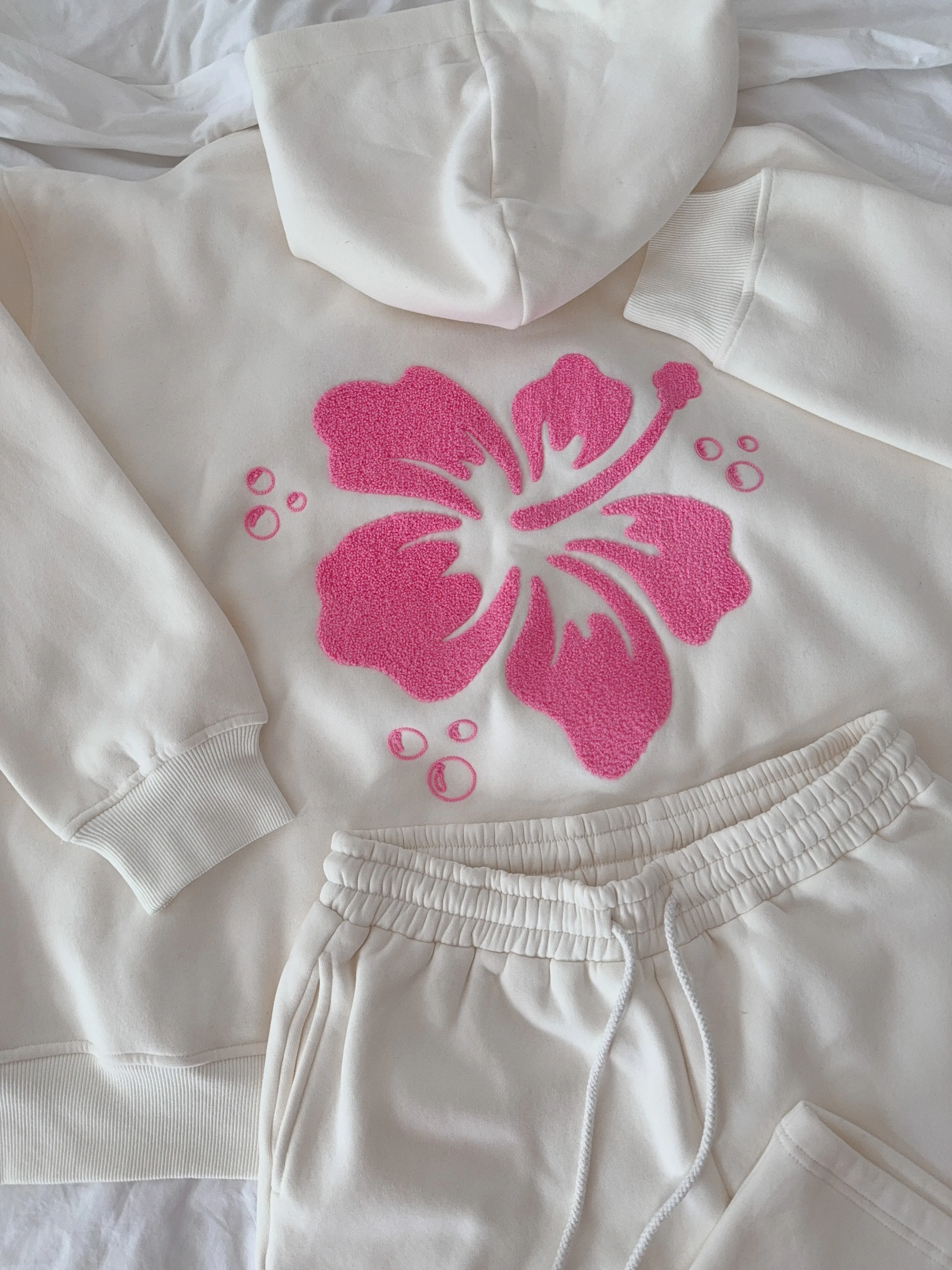 Ivory Hibiscus Flower Hoodie sold by Sunkissed Coconut product image thumbnail 5