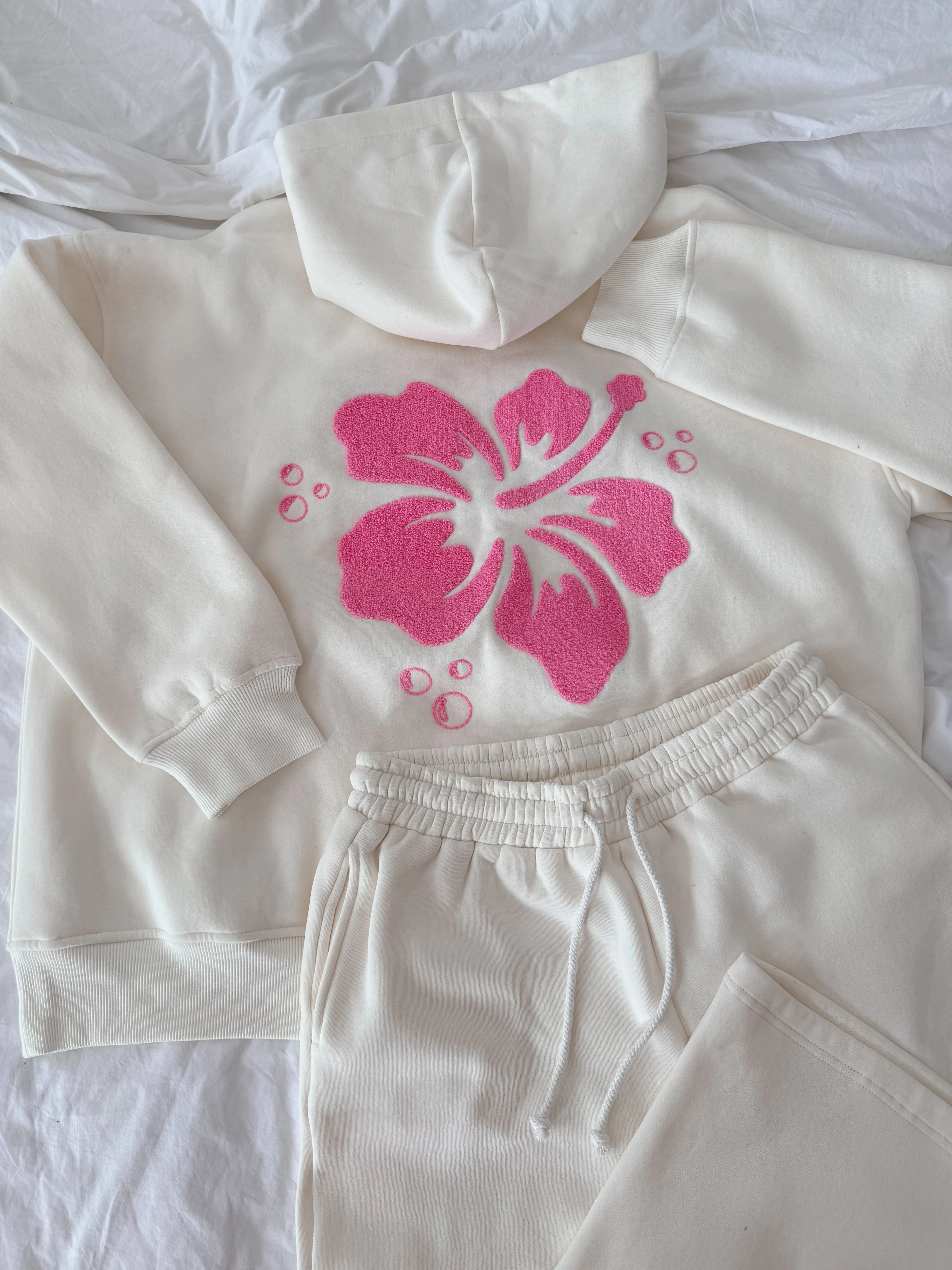 Ivory Hibiscus Flower Hoodie sold by Sunkissed Coconut product image thumbnail 3