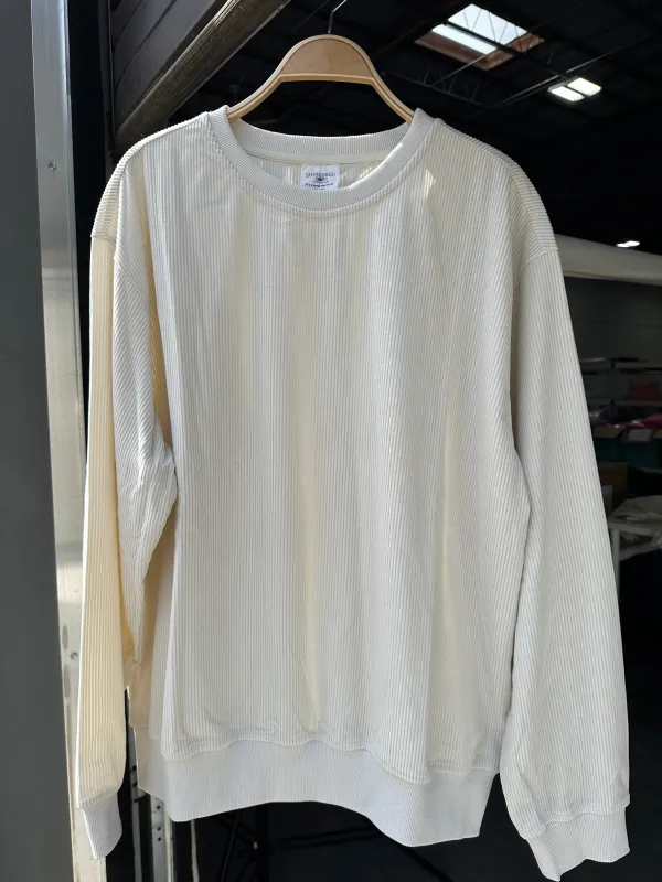 Ivory Basic Corduroy Sweatshirt sold by Sunkissed Coconut