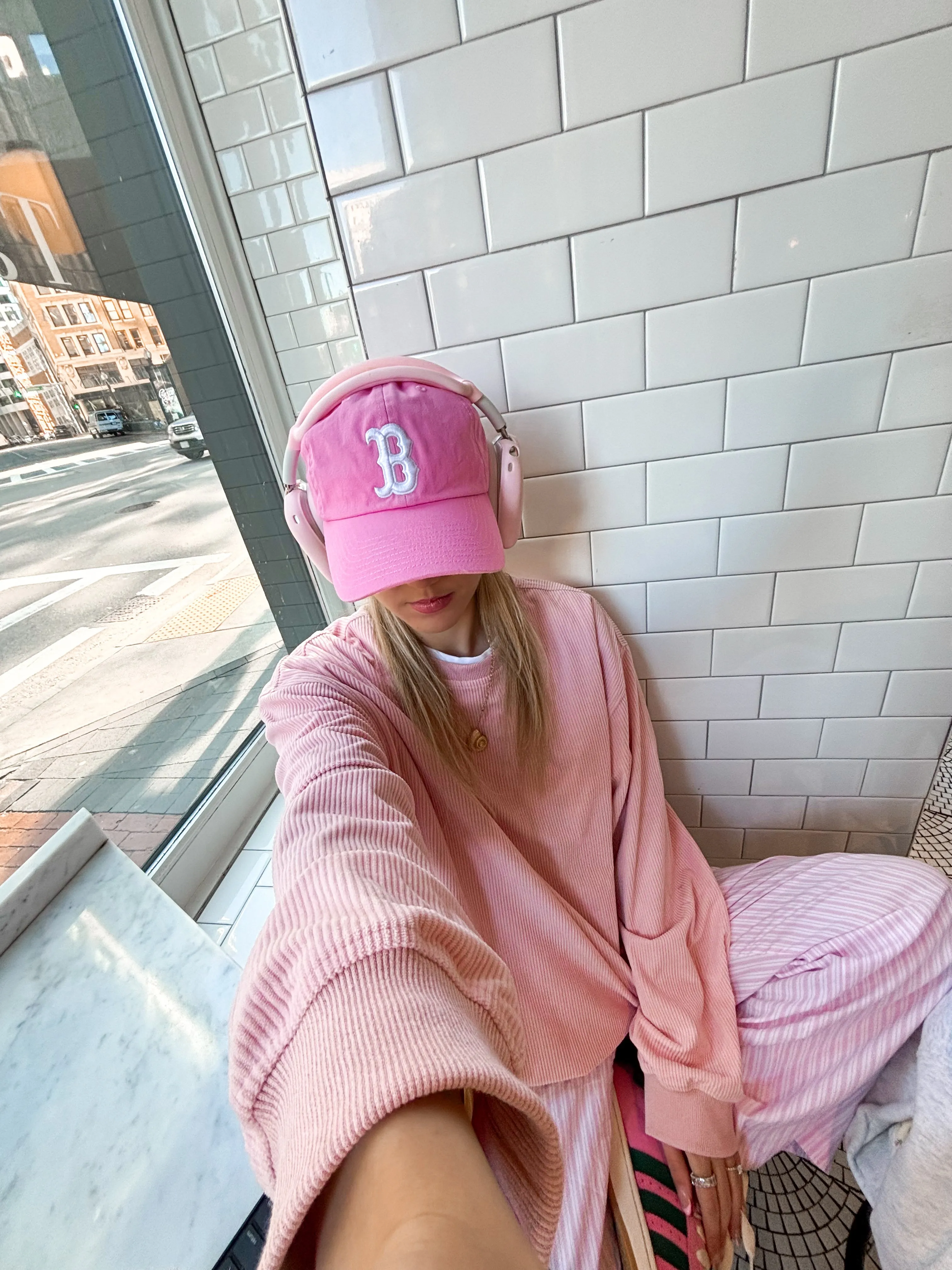 Light Pink Basic Corduroy Sweatshirt sold by Sunkissed Coconut product image thumbnail 4