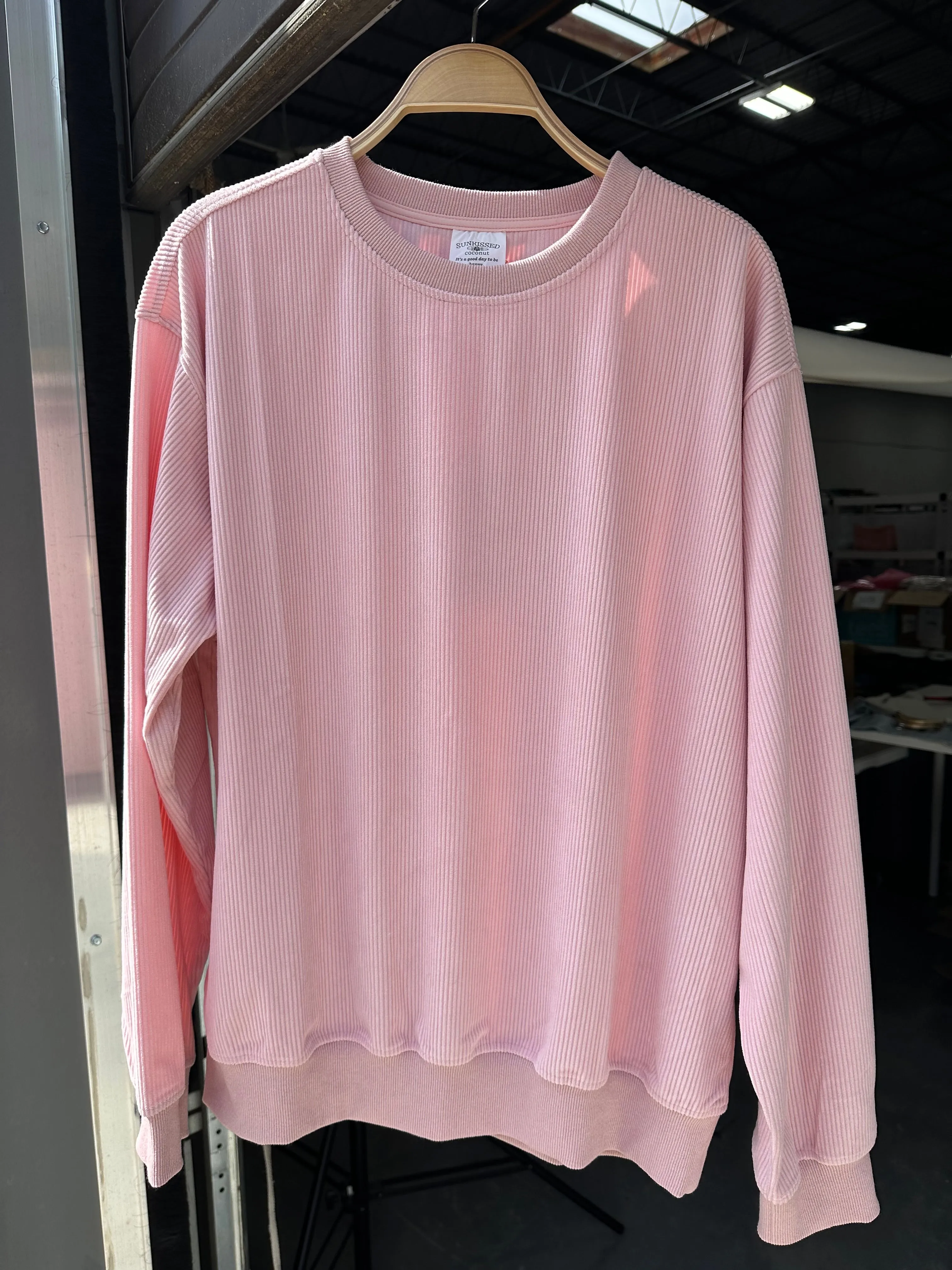 Light Pink Basic Corduroy Sweatshirt sold by Sunkissed Coconut product image thumbnail 3