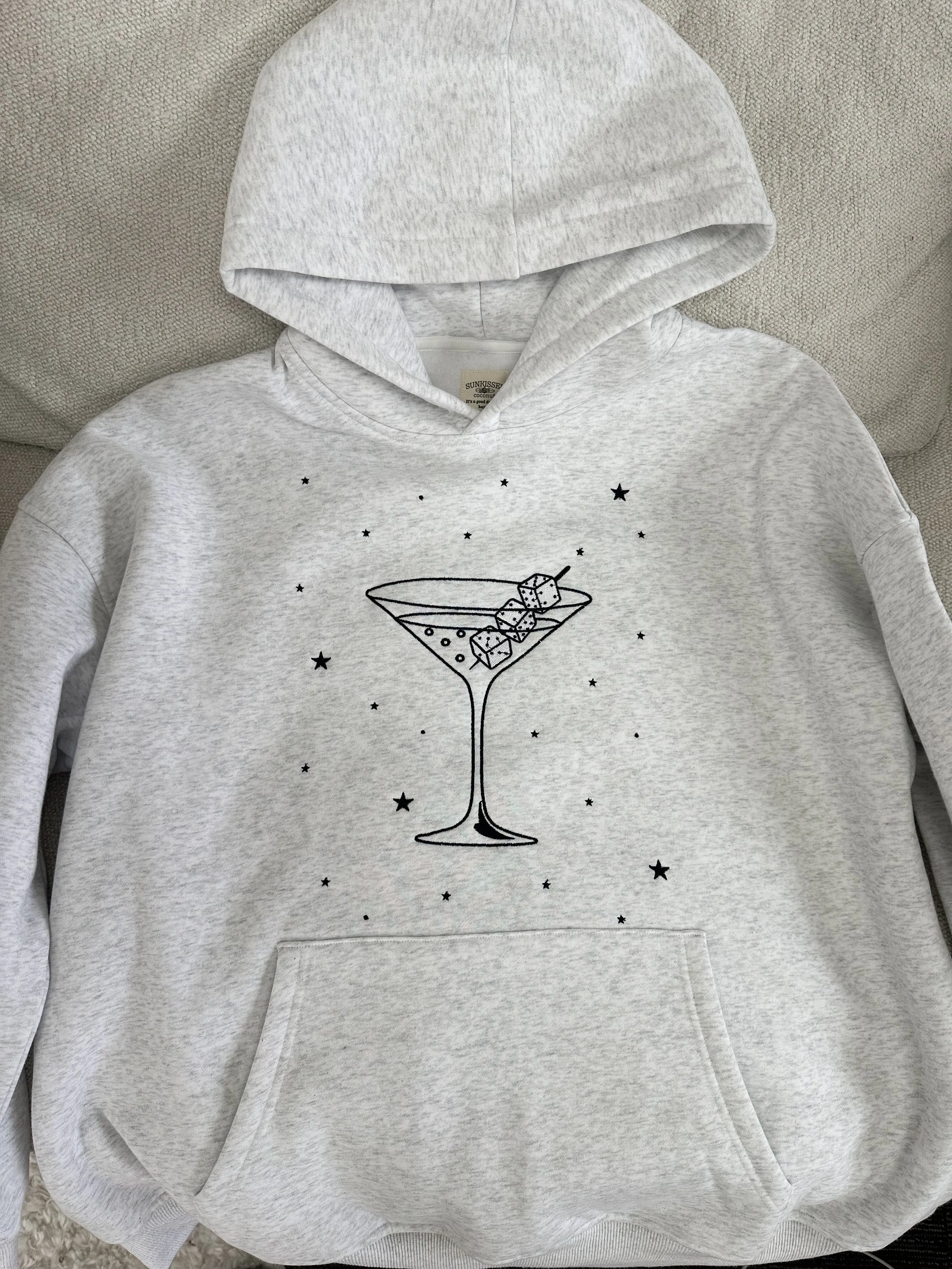 Pearl Grey Martini Dice Embroider Hoodie sold by Sunkissed Coconut product image thumbnail 3