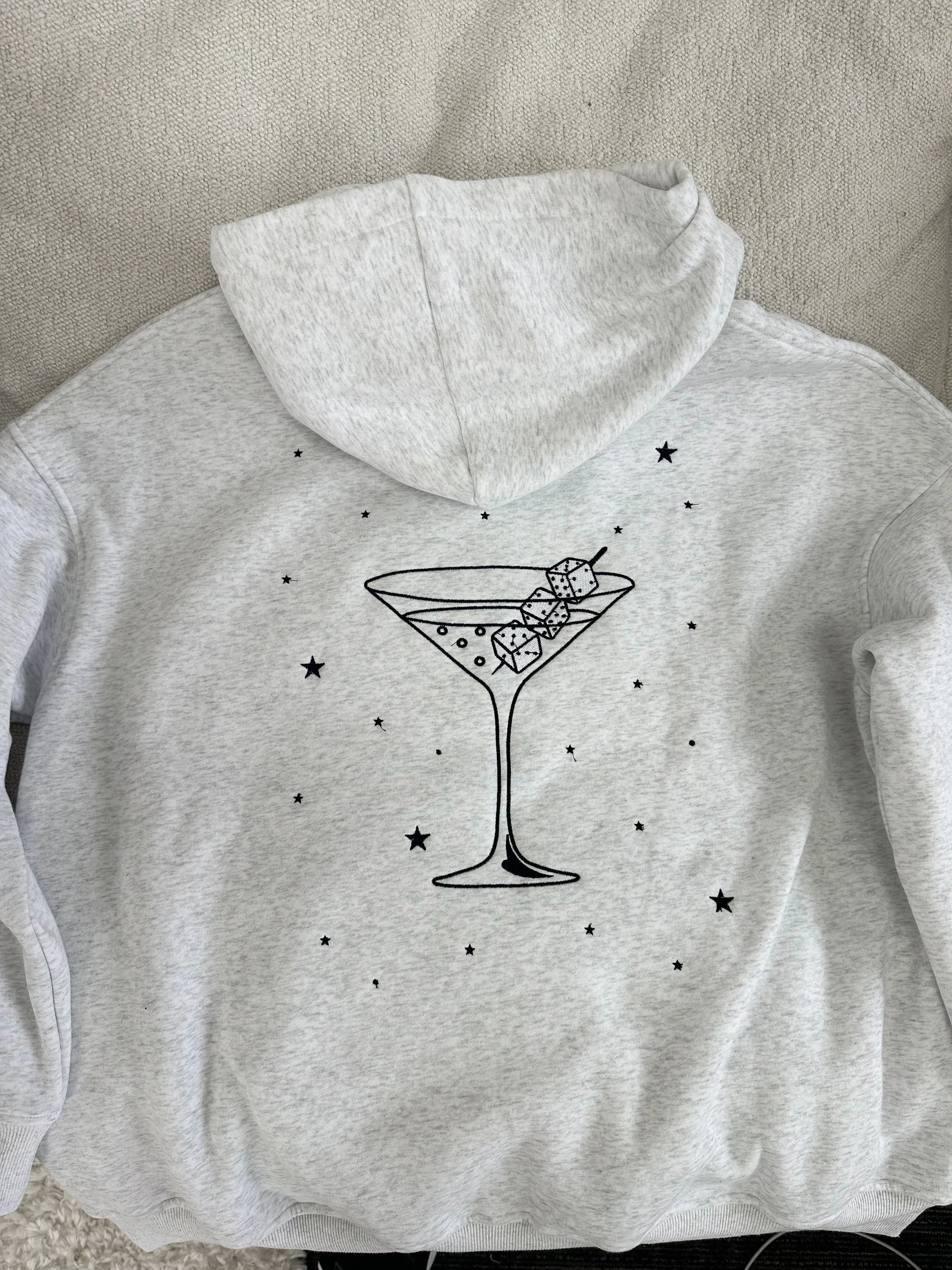 Pearl Grey Martini Dice Embroider Hoodie sold by Sunkissed Coconut product image thumbnail 4