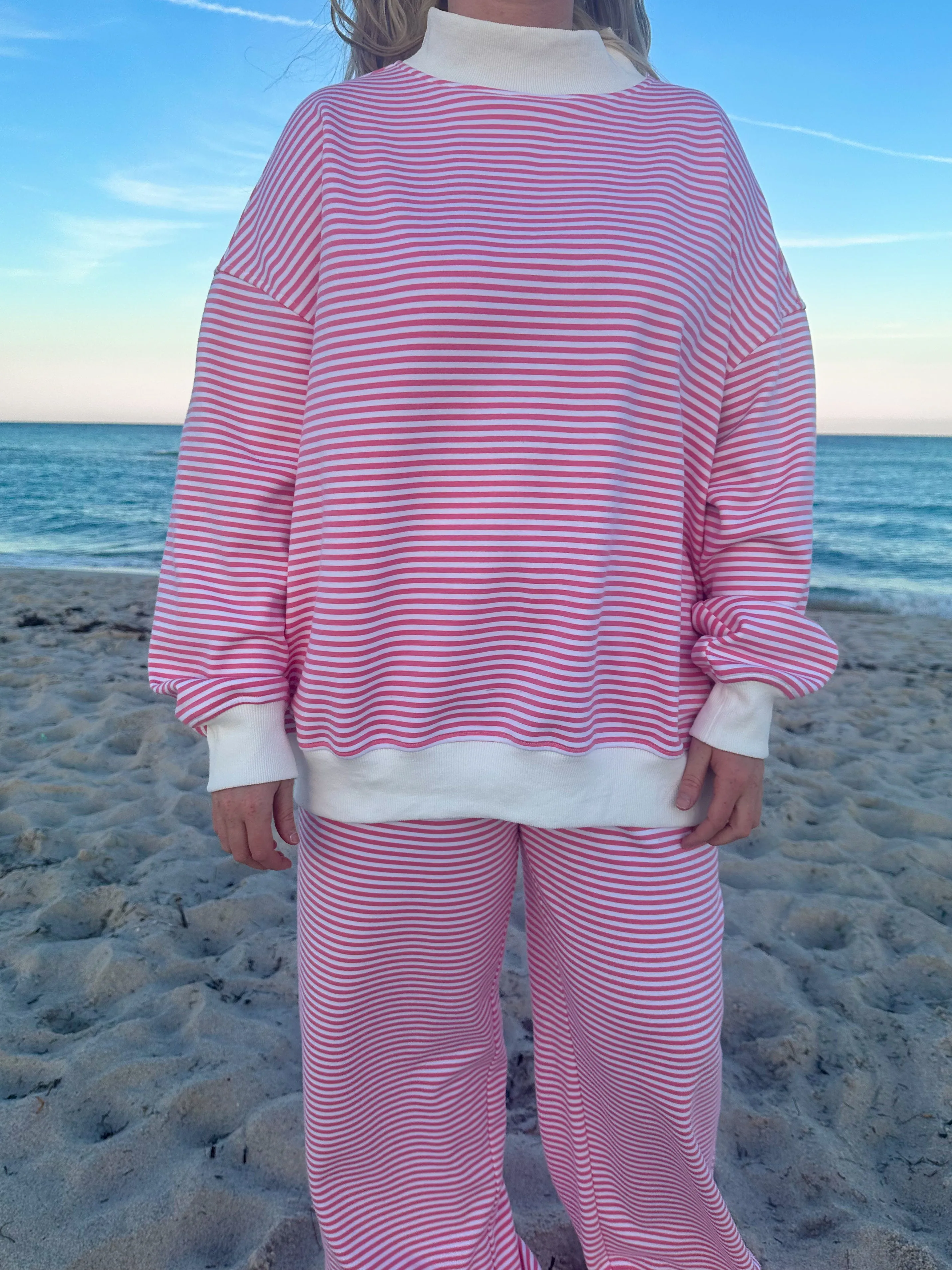 Dark Pink and White Big Striped Sweatpants sold by Sunkissed Coconut product image thumbnail 2