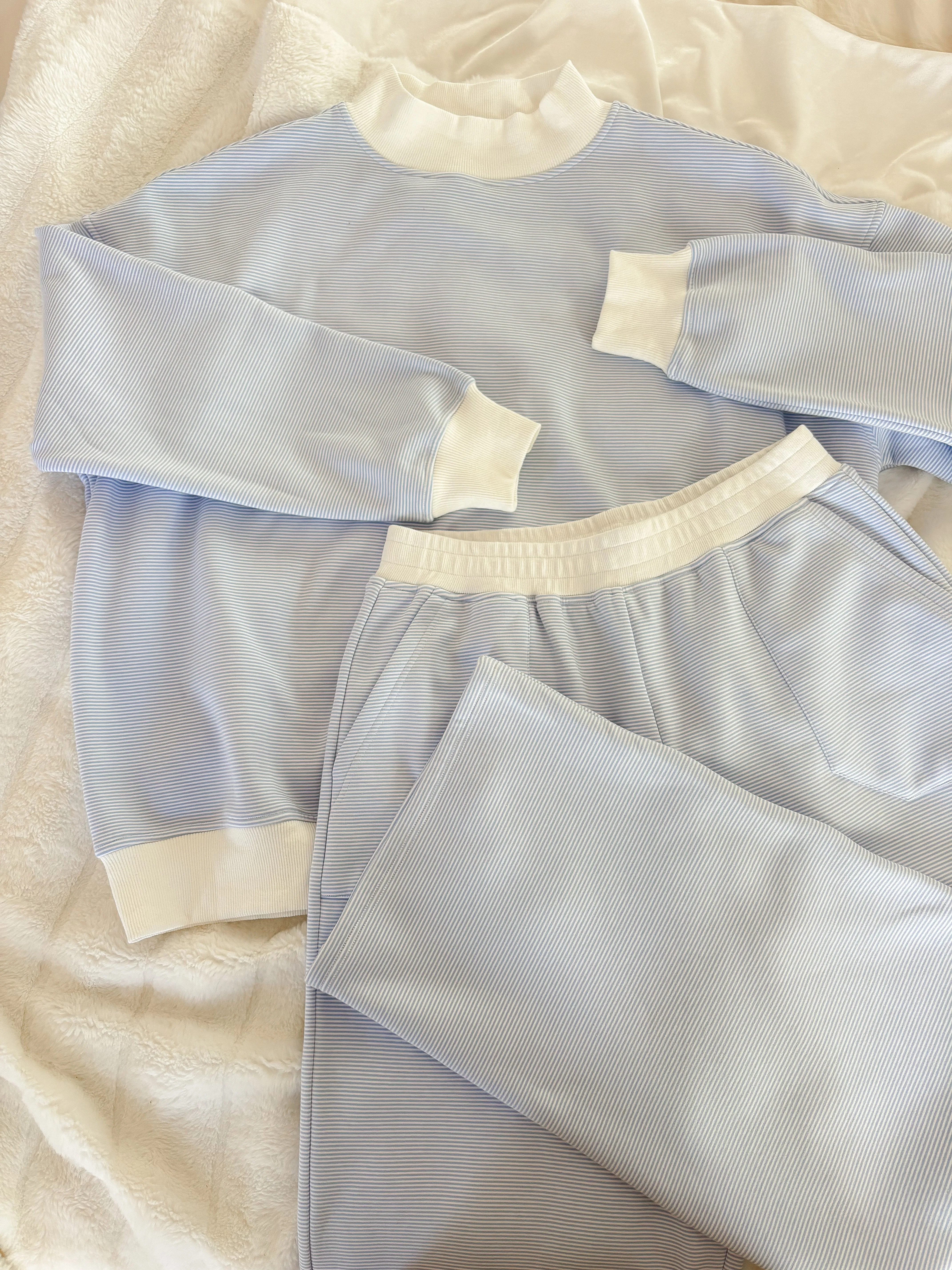 Blue and White Mini Striped Sweatpants sold by Sunkissed Coconut product image thumbnail 2