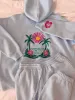 Icy Blue Hibiscus Flower Beach Babe Embroider Hoodie sold by Sunkissed Coconut