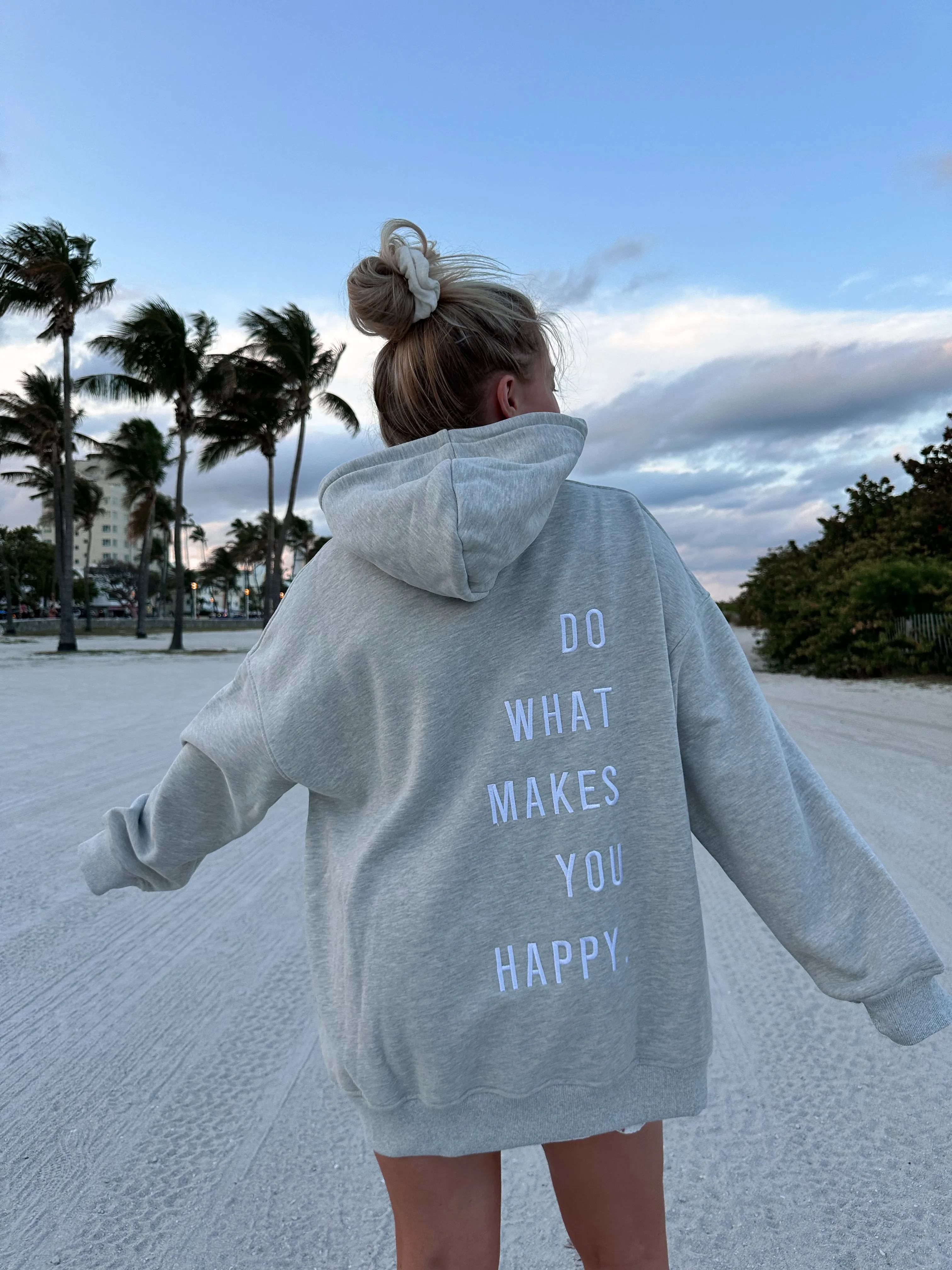 Afternoon Grey Do What Makes You Happy Embroider Hoodie sold by Sunkissed Coconut