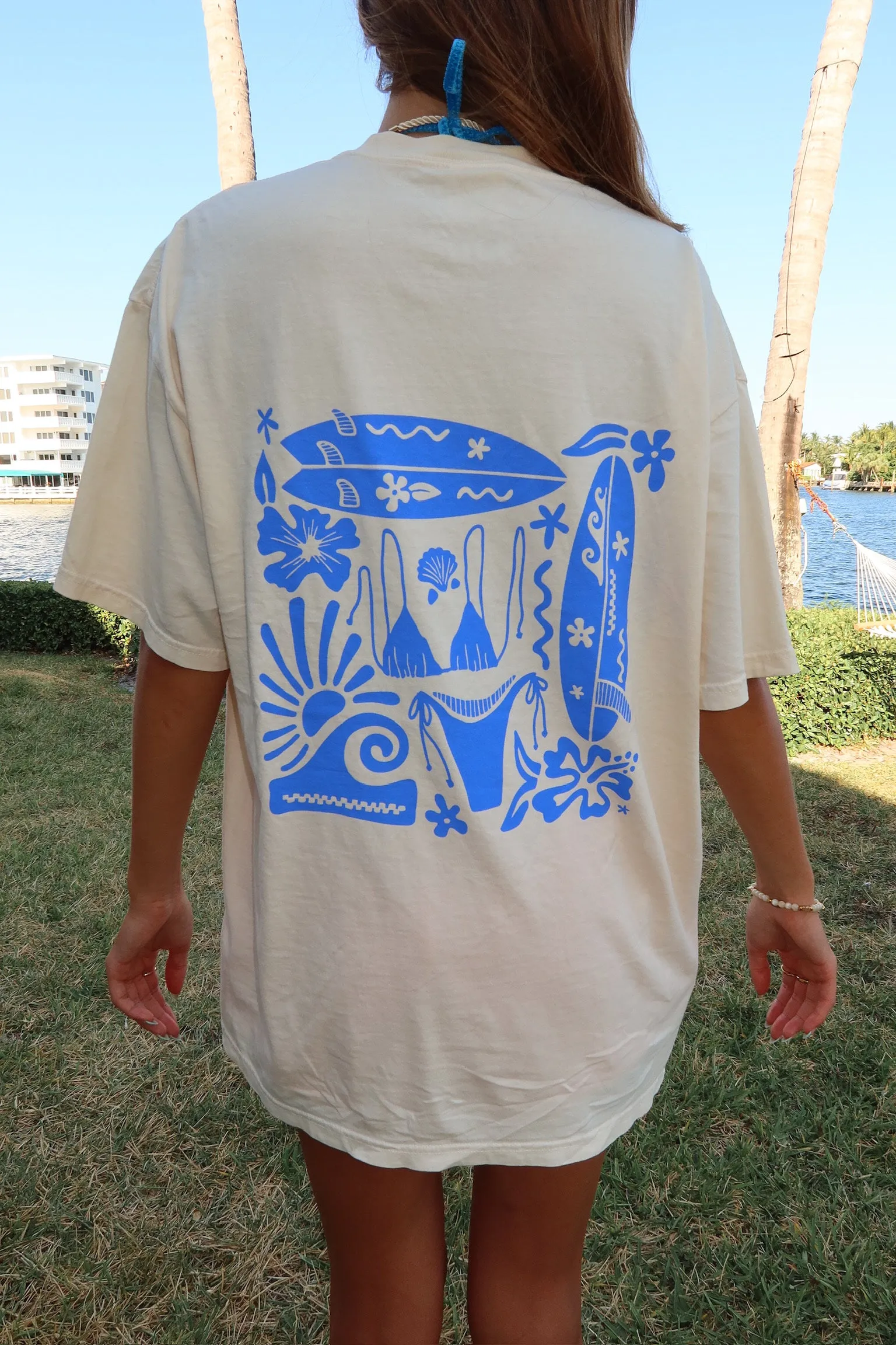 Ivory Blue Swim And Surf Comfort Colors Tee sold by Sunkissed Coconut