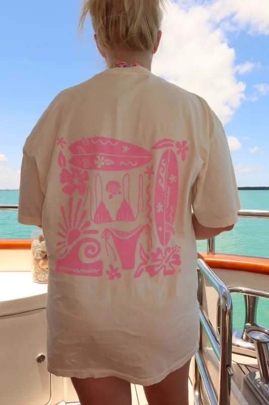 Ivory Pink Swim And Surf Comfort Colors Tee sold by Sunkissed Coconut