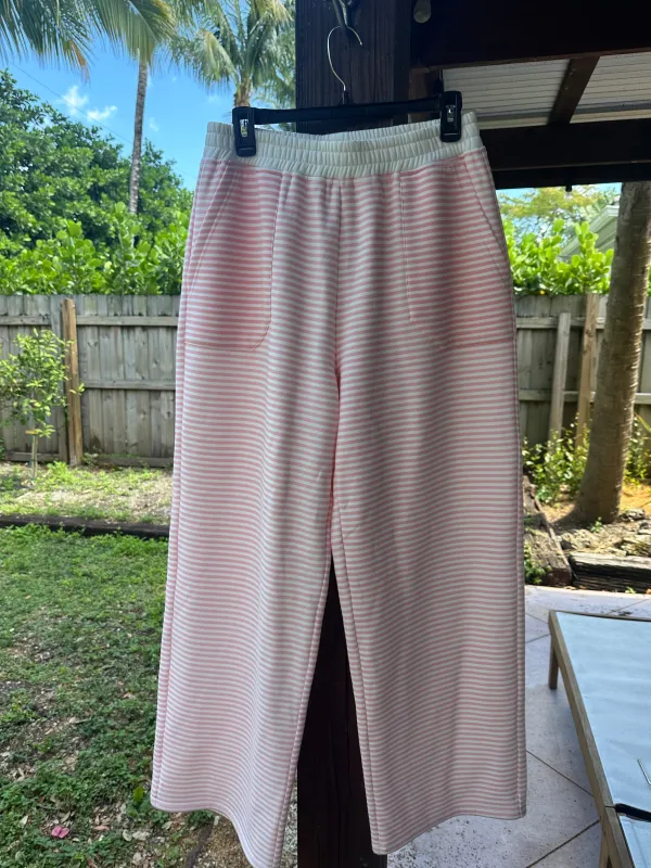 Light Pink and White Big Striped Sweatpants sold by Sunkissed Coconut