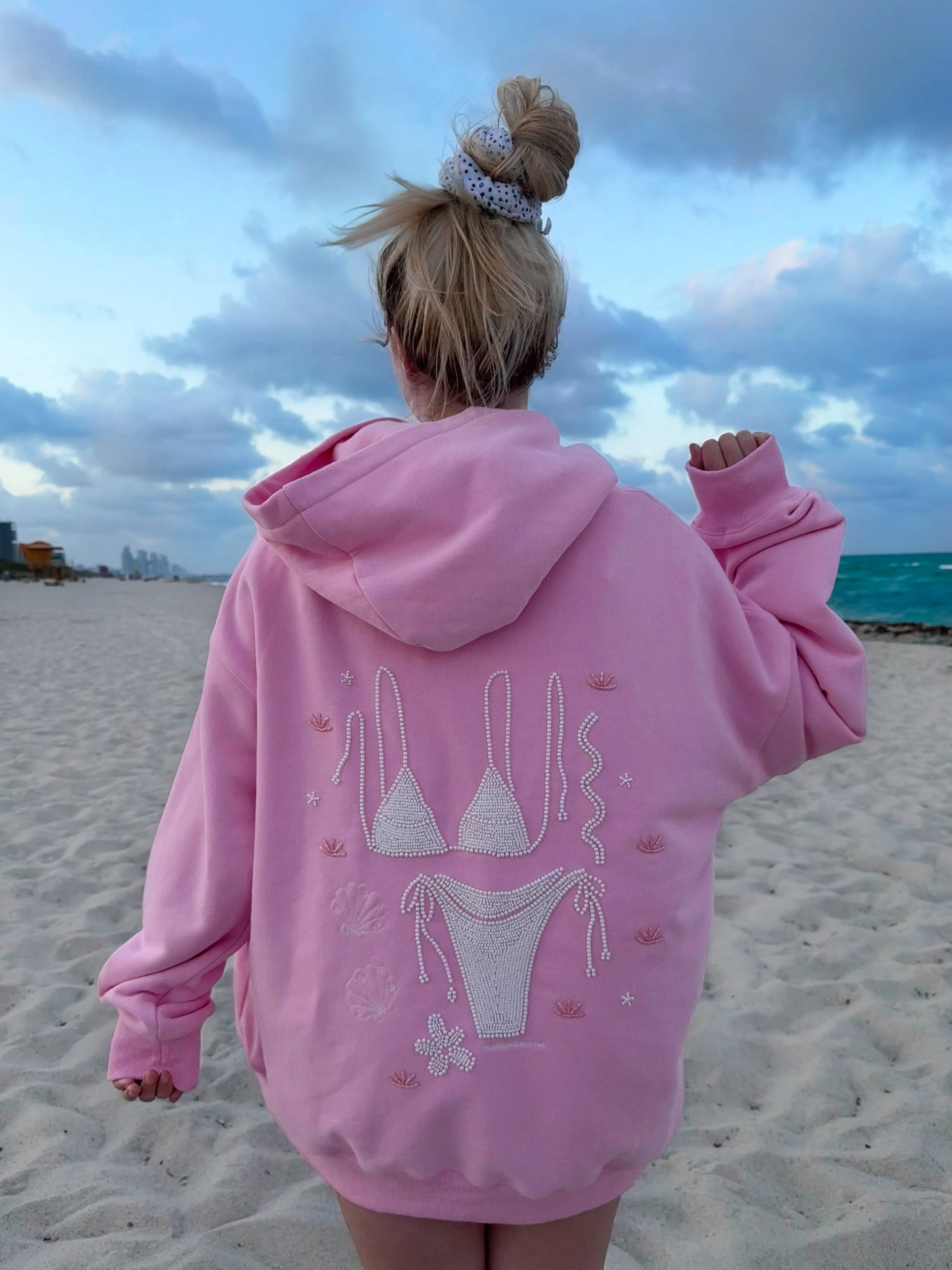 Lottie Pink Bikini Beaded Ocean Hoodie 100% Cotton sold by Sunkissed Coconut product image thumbnail 4