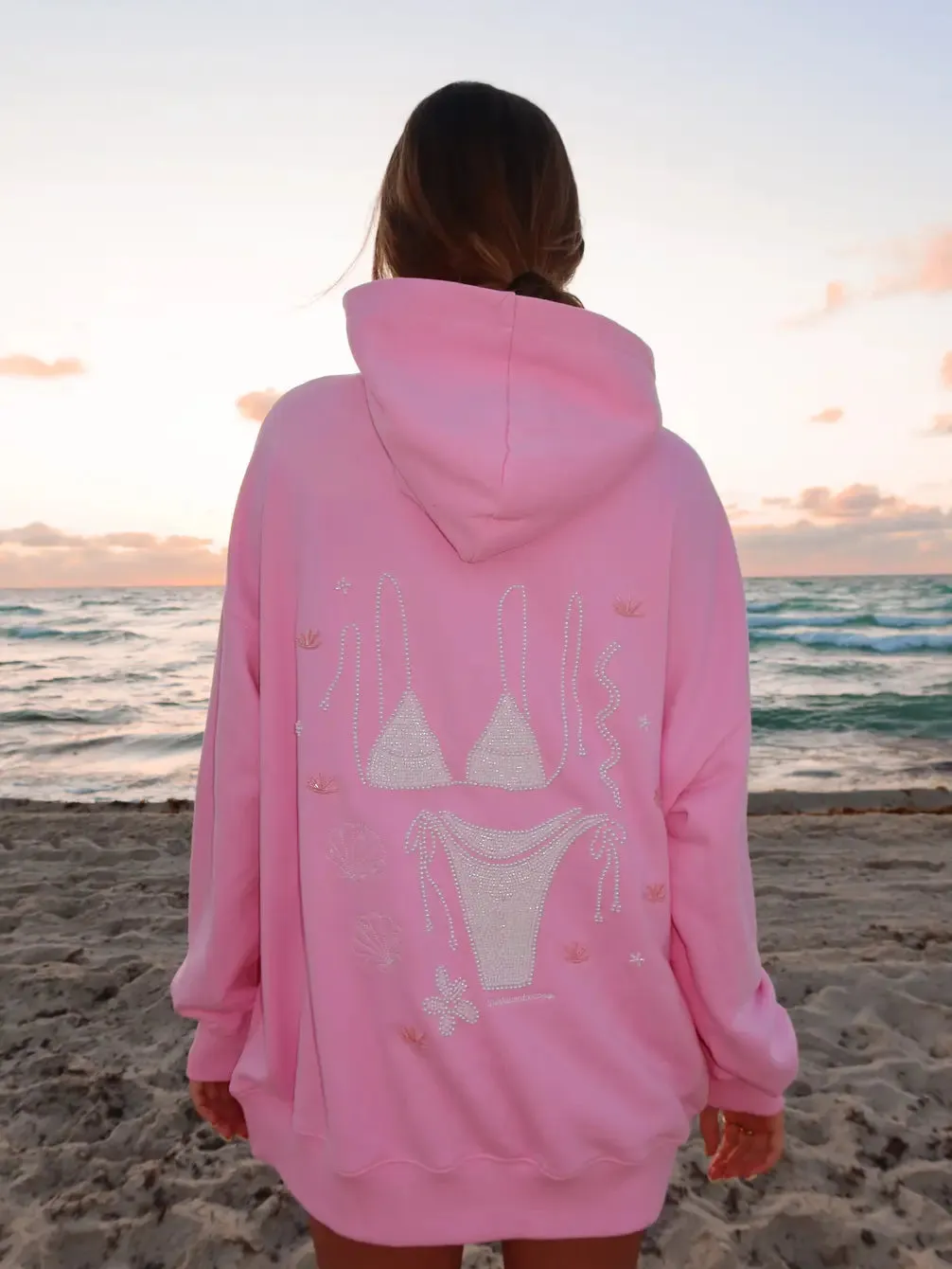 Lottie Pink Bikini Beaded Ocean Hoodie 100% Cotton sold by Sunkissed Coconut product image thumbnail 3