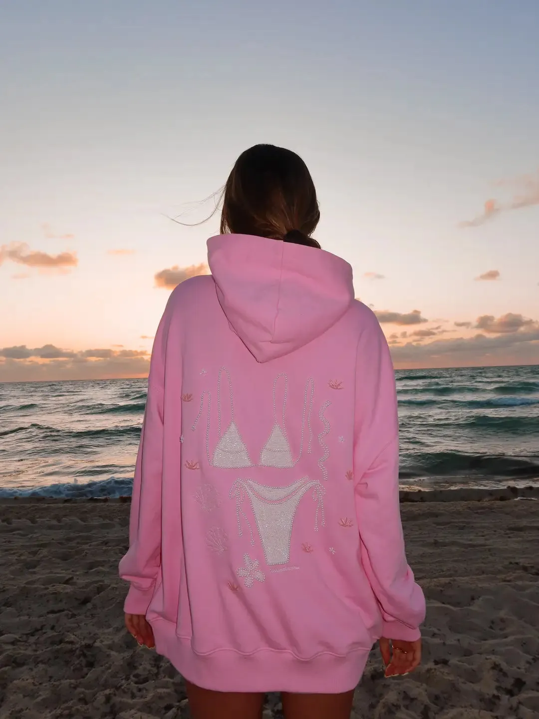 Lottie Pink Bikini Beaded Ocean Hoodie 100% Cotton sold by Sunkissed Coconut product image thumbnail 2