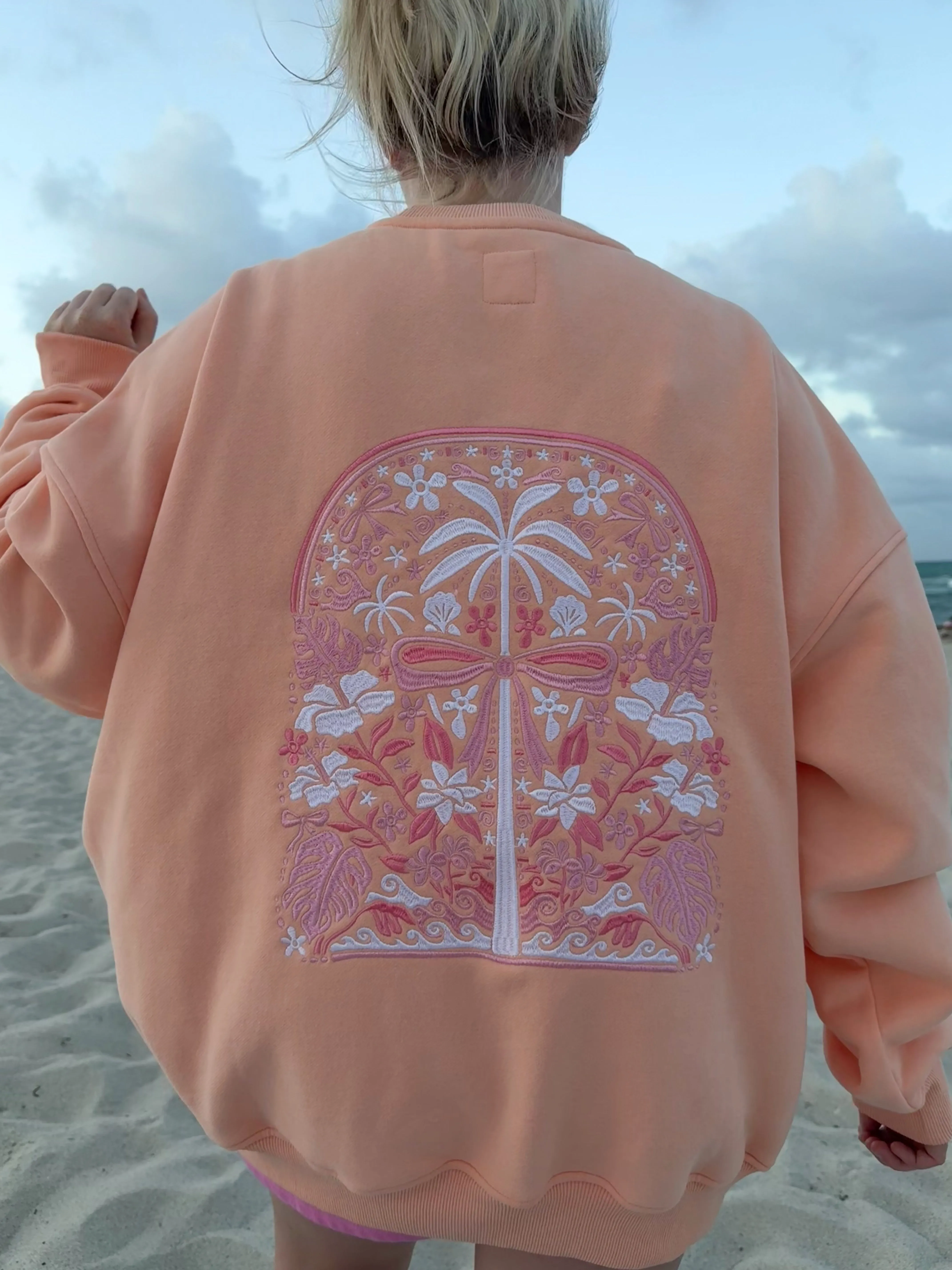 Sherbet Tropical Palms Sweatshirt sold by Sunkissed Coconut