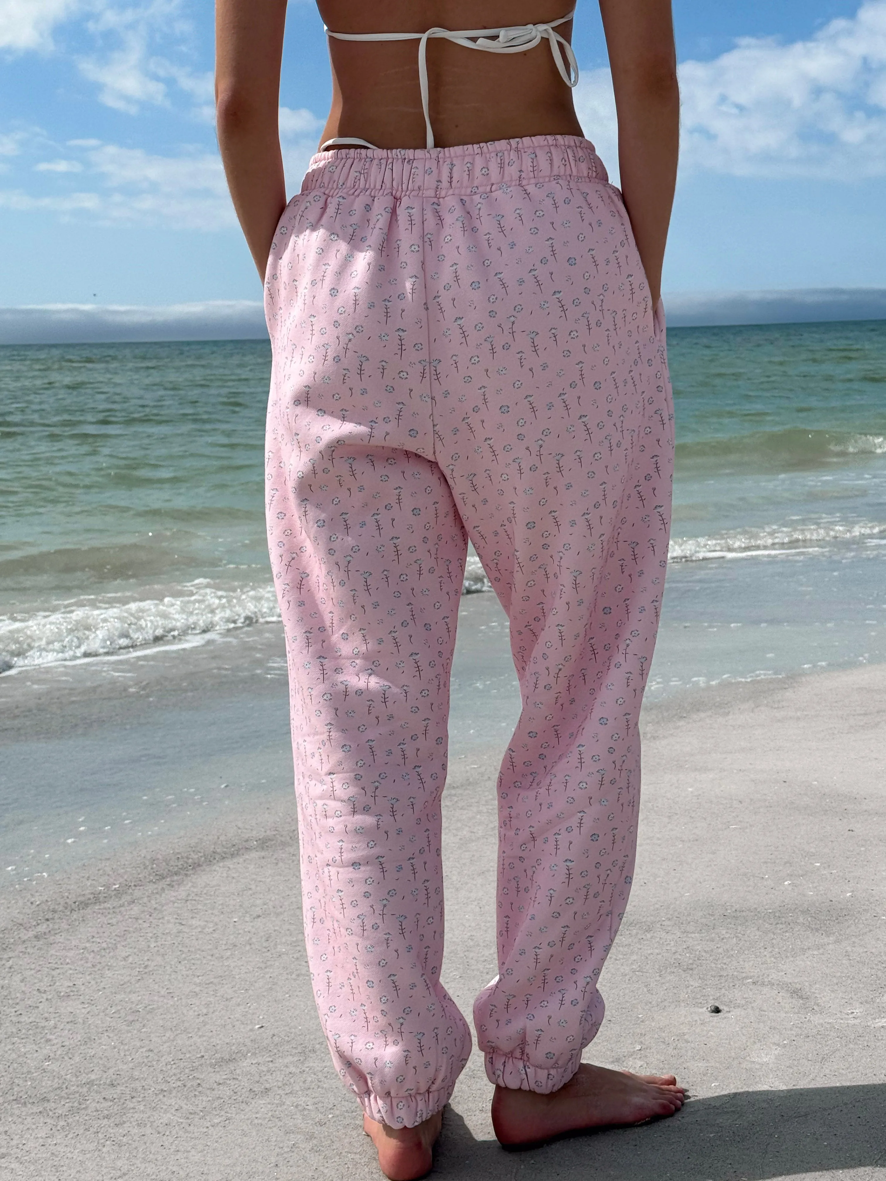 Light Pink Ditsy Blue Floral Joggers sold by Sunkissed Coconut product image thumbnail 3