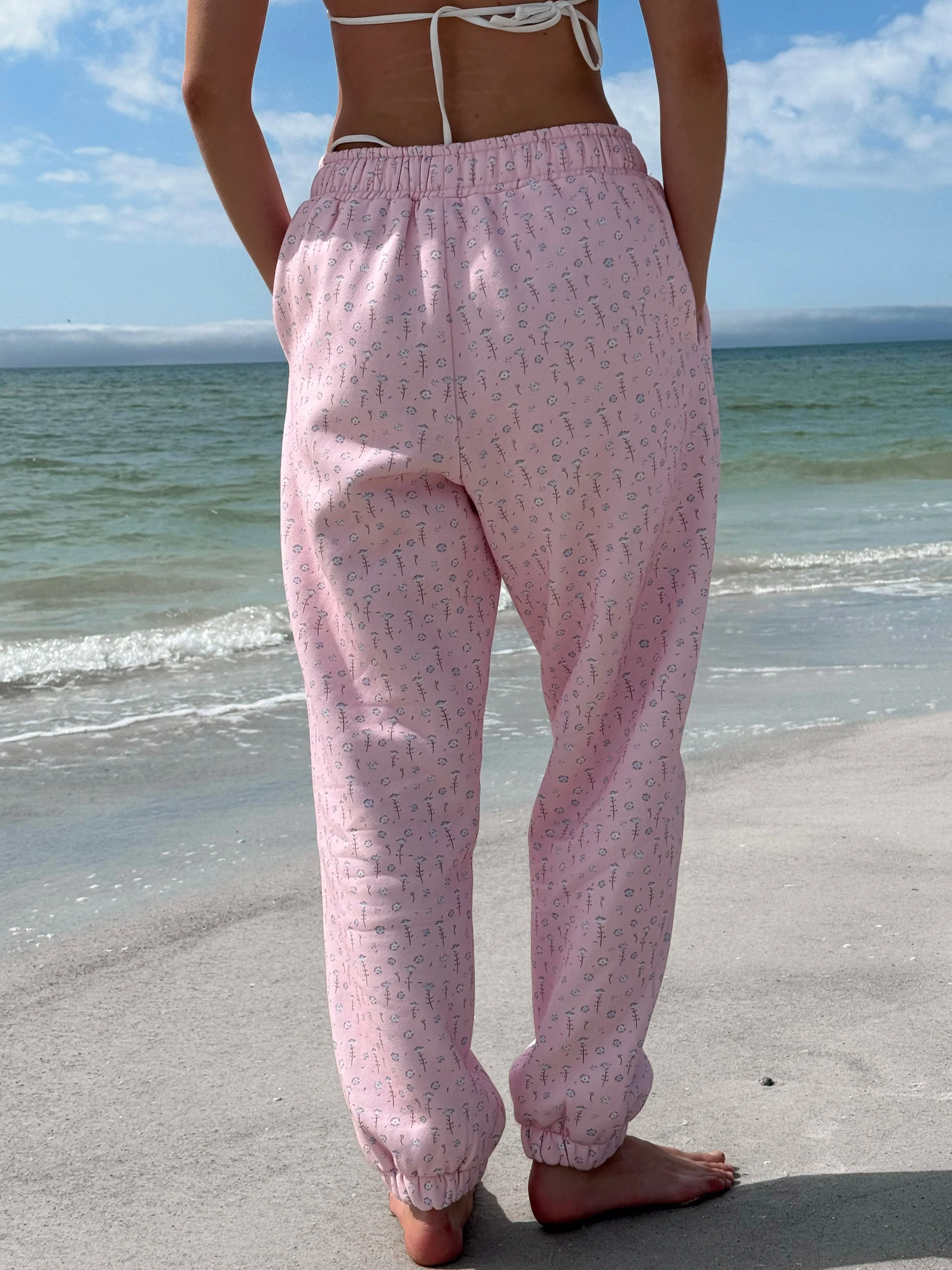 Light Pink Ditsy Blue Floral Joggers sold by Sunkissed Coconut product image thumbnail 4