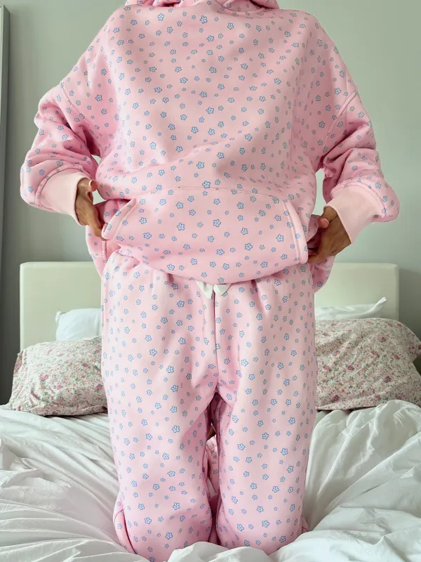 Light Pink Lilo Blue Floral Joggers sold by Sunkissed Coconut
