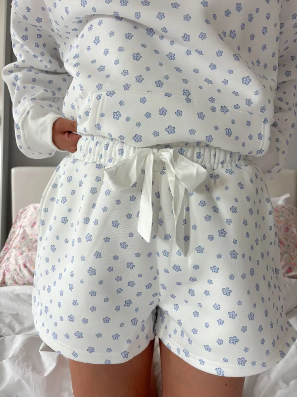 White Lilo Blue Floral Shorts sold by Sunkissed Coconut