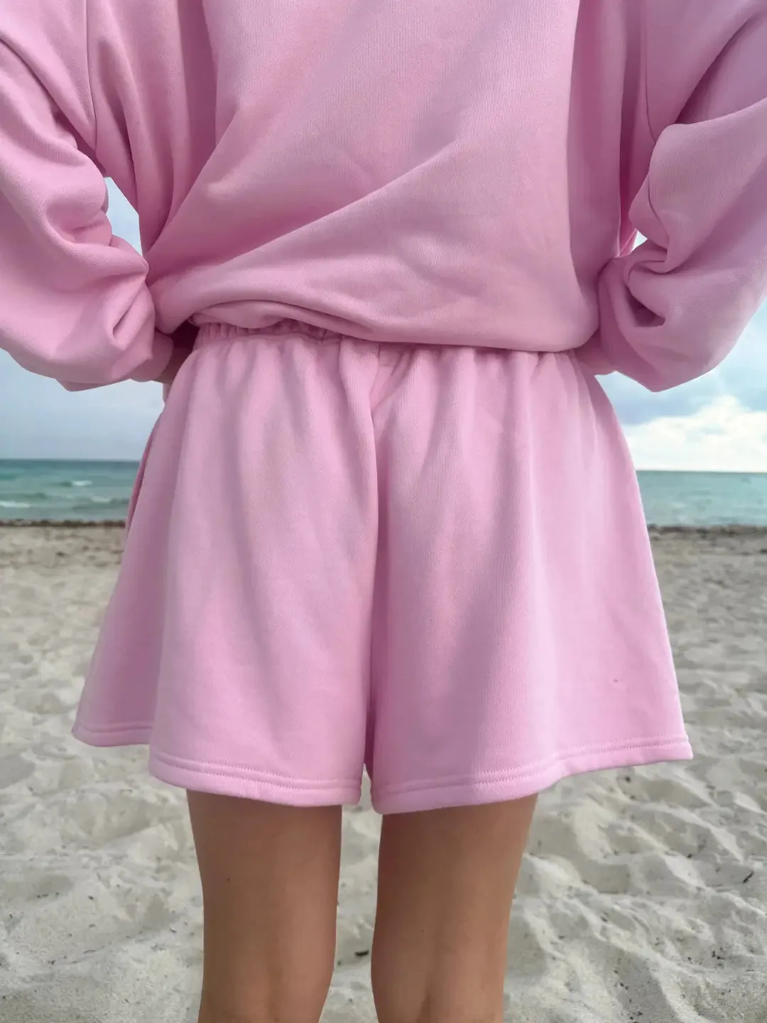 Bubblegum Pink Embroidered Sweat Shorts 100% Cotton sold by Sunkissed Coconut product image thumbnail 3