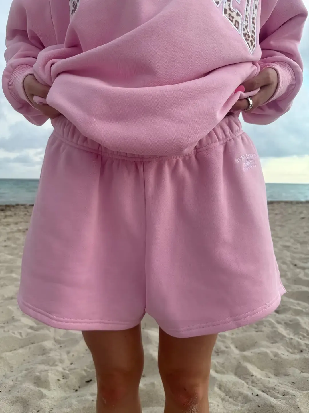 Bubblegum Pink Embroidered Sweat Shorts 100% Cotton sold by Sunkissed Coconut product image thumbnail 2