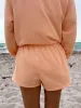 Papaya Orange Embroidered Sweat Shorts 100% Cotton sold by Sunkissed Coconut
