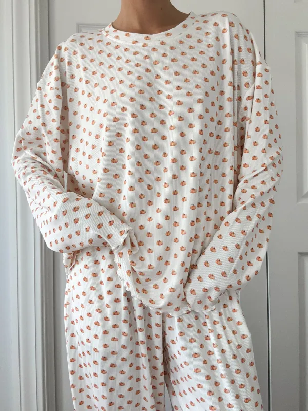 Pumpkin Fall Autumn Long Sleeve Pajama Top sold by Sunkissed Coconut