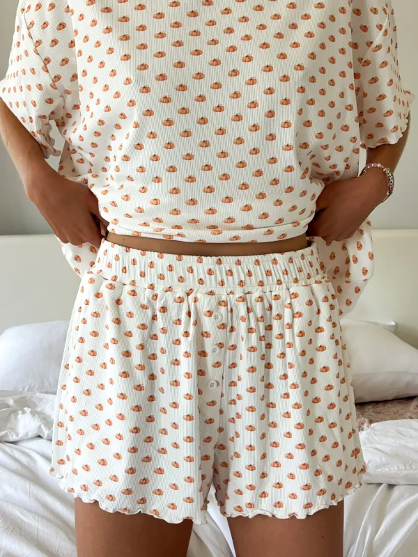 Pumpkin Fall Autumn Pajama Shorts sold by Sunkissed Coconut