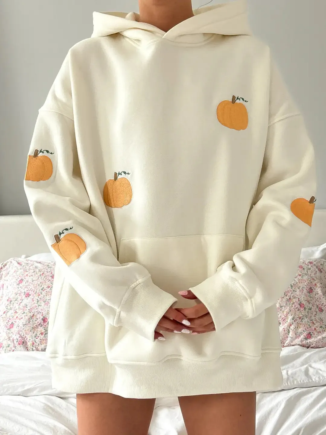 Pumpkins All Over Fall Embroider Hoodie sold by Sunkissed Coconut product image thumbnail 3