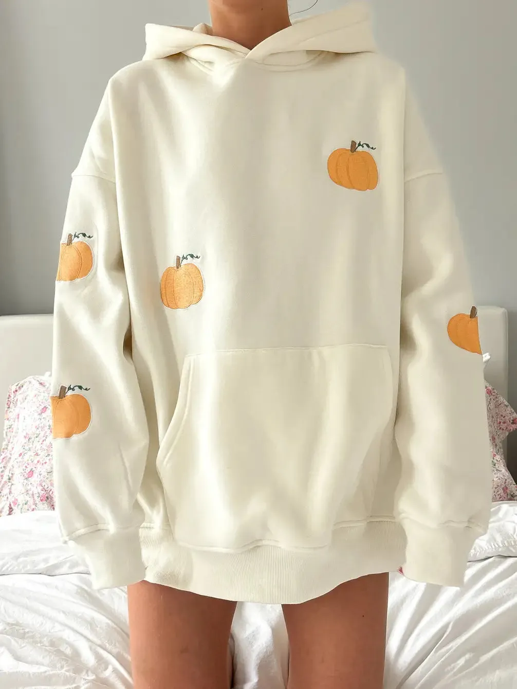 Pumpkins All Over Fall Embroider Hoodie sold by Sunkissed Coconut product image thumbnail 2