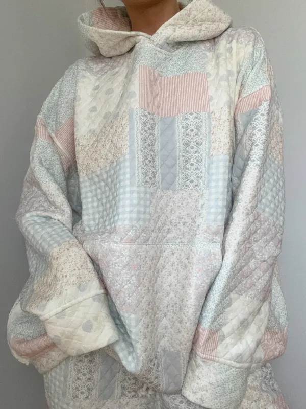Shades Of Blue Quilted Pastel Hoodie sold by Sunkissed Coconut