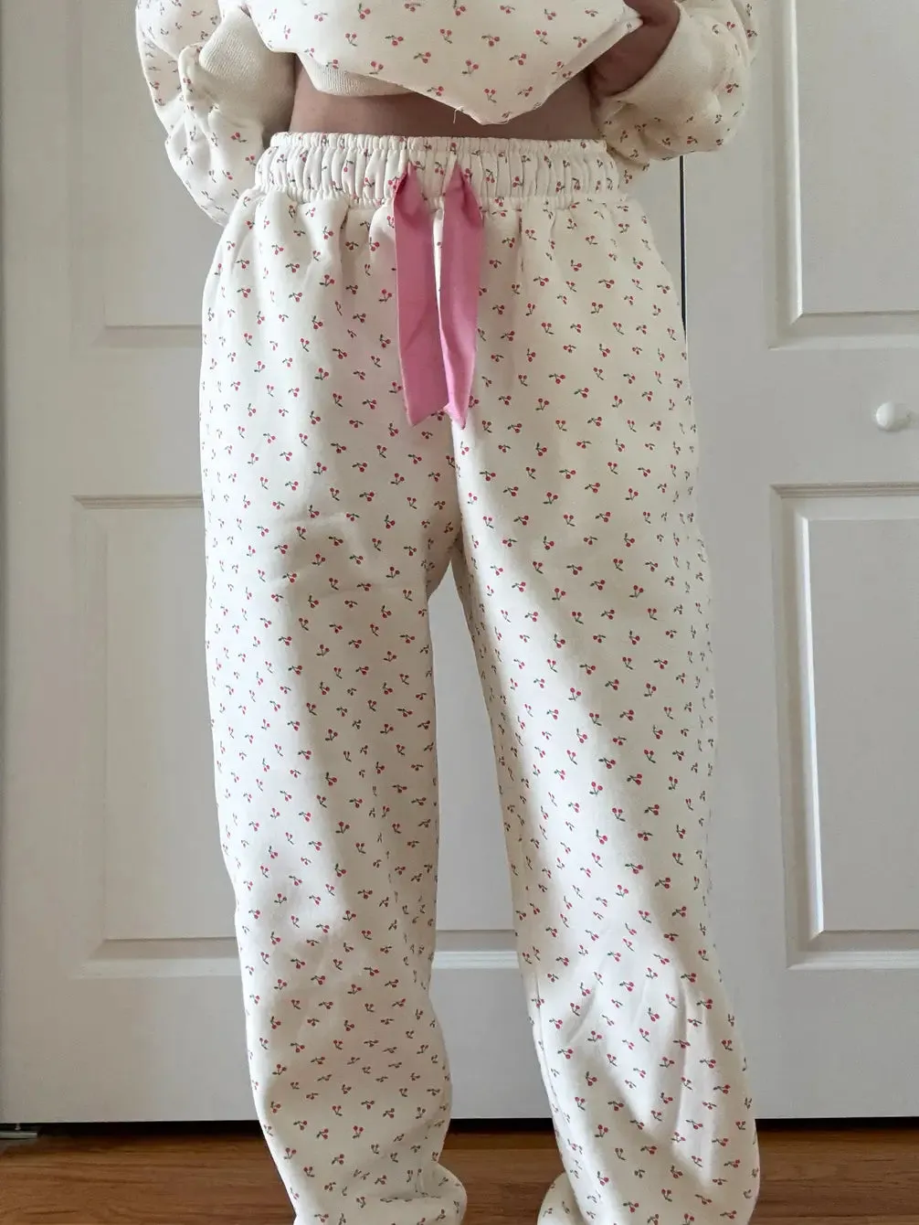 Blank Ivory Cherries All Over Jogger Sweatpants sold by Sunkissed Coconut product image thumbnail 2