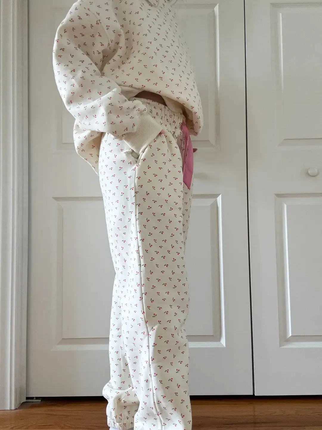 Blank Ivory Cherries All Over Jogger Sweatpants sold by Sunkissed Coconut product image thumbnail 4