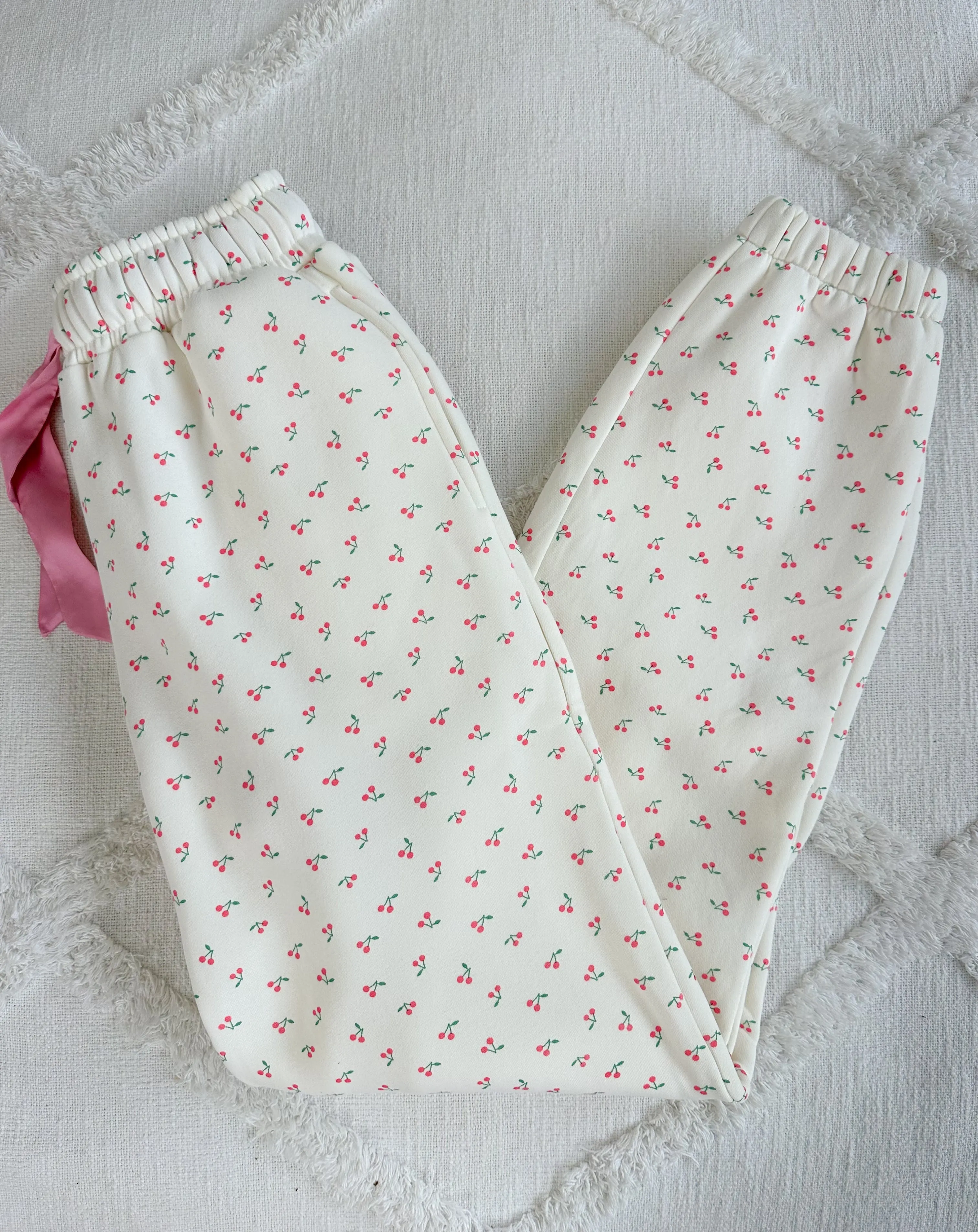Blank Ivory Cherries All Over Jogger Sweatpants sold by Sunkissed Coconut product image thumbnail 5