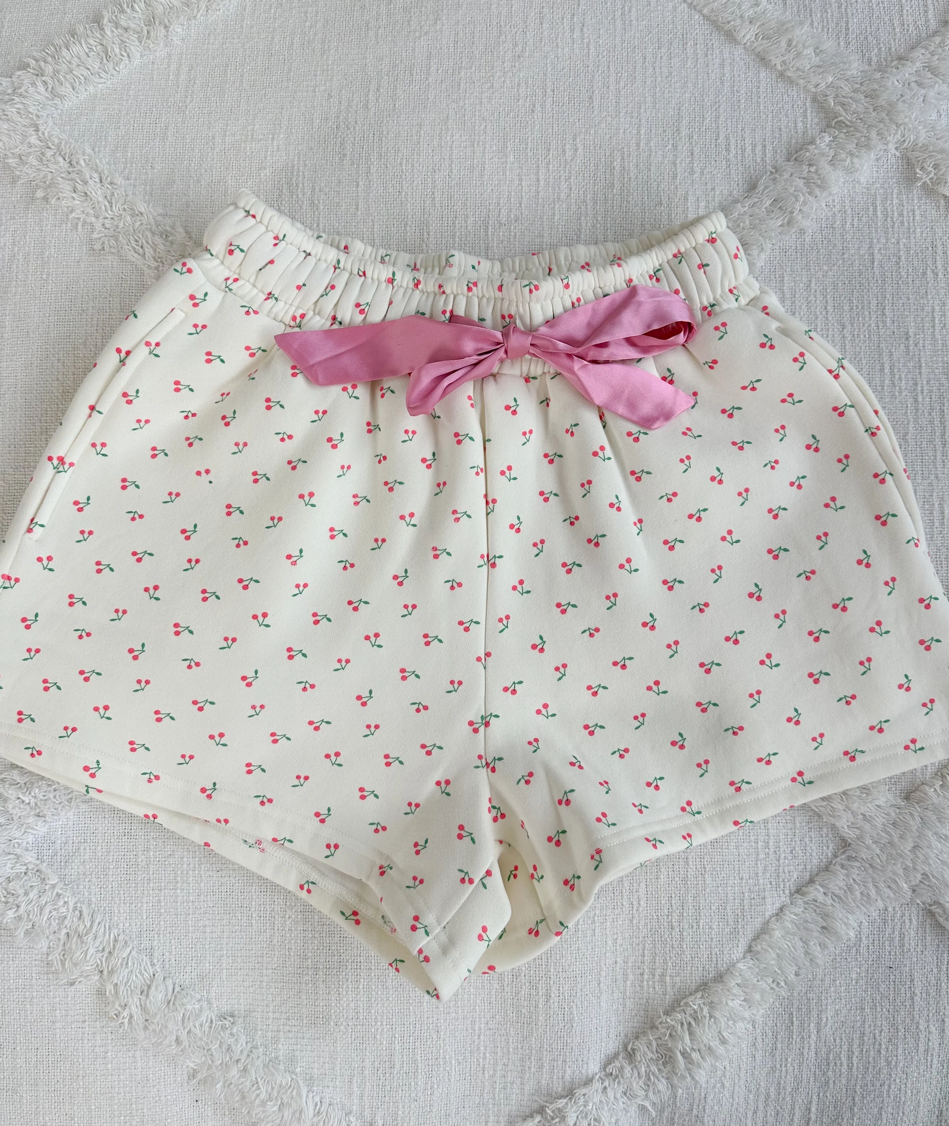 Blank Ivory Cherries All Over Shorts sold by Sunkissed Coconut product image thumbnail 5