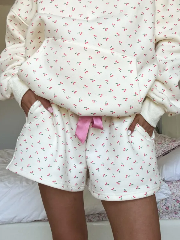 Blank Ivory Cherries All Over Shorts sold by Sunkissed Coconut