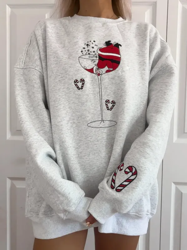 Tipsy Santa Christmas Embroidered Sweatshirt sold by Sunkissed Coconut