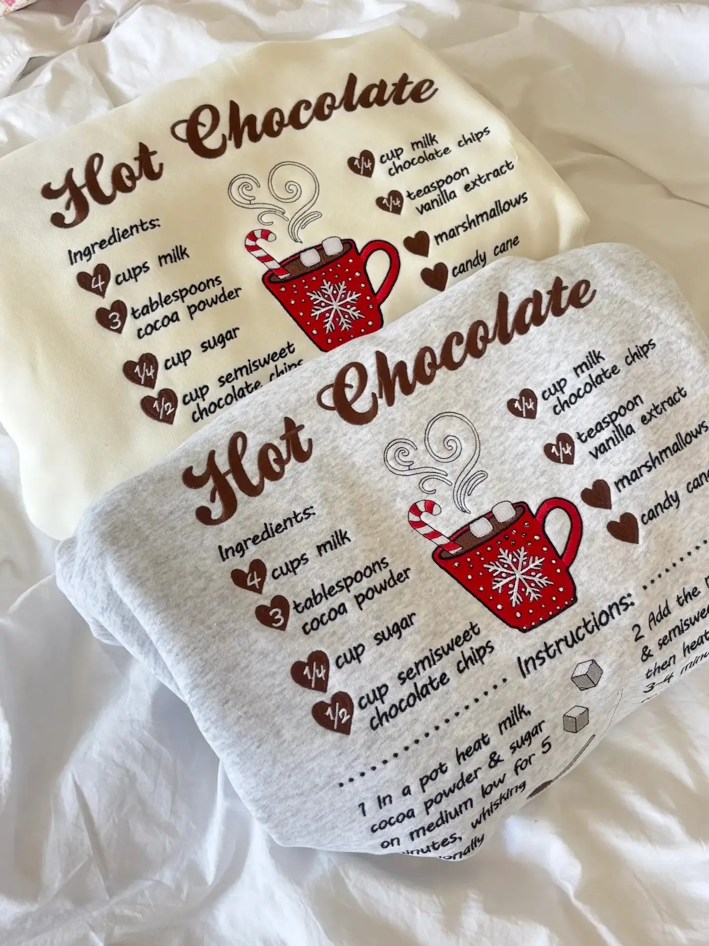 Hot Chocolate Recipe Christmas Embroider Hoodie sold by Sunkissed Coconut product image thumbnail 3