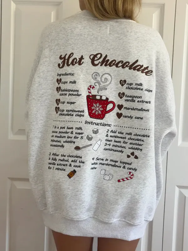 Hot Chocolate Recipe Christmas Embroider Sweatshirt sold by Sunkissed Coconut