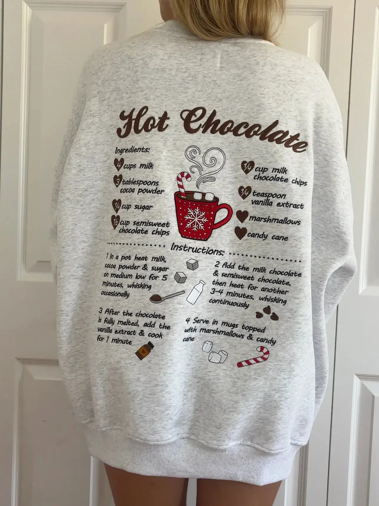 Hot Chocolate Recipe Christmas Embroider Sweatshirt sold by Sunkissed Coconut