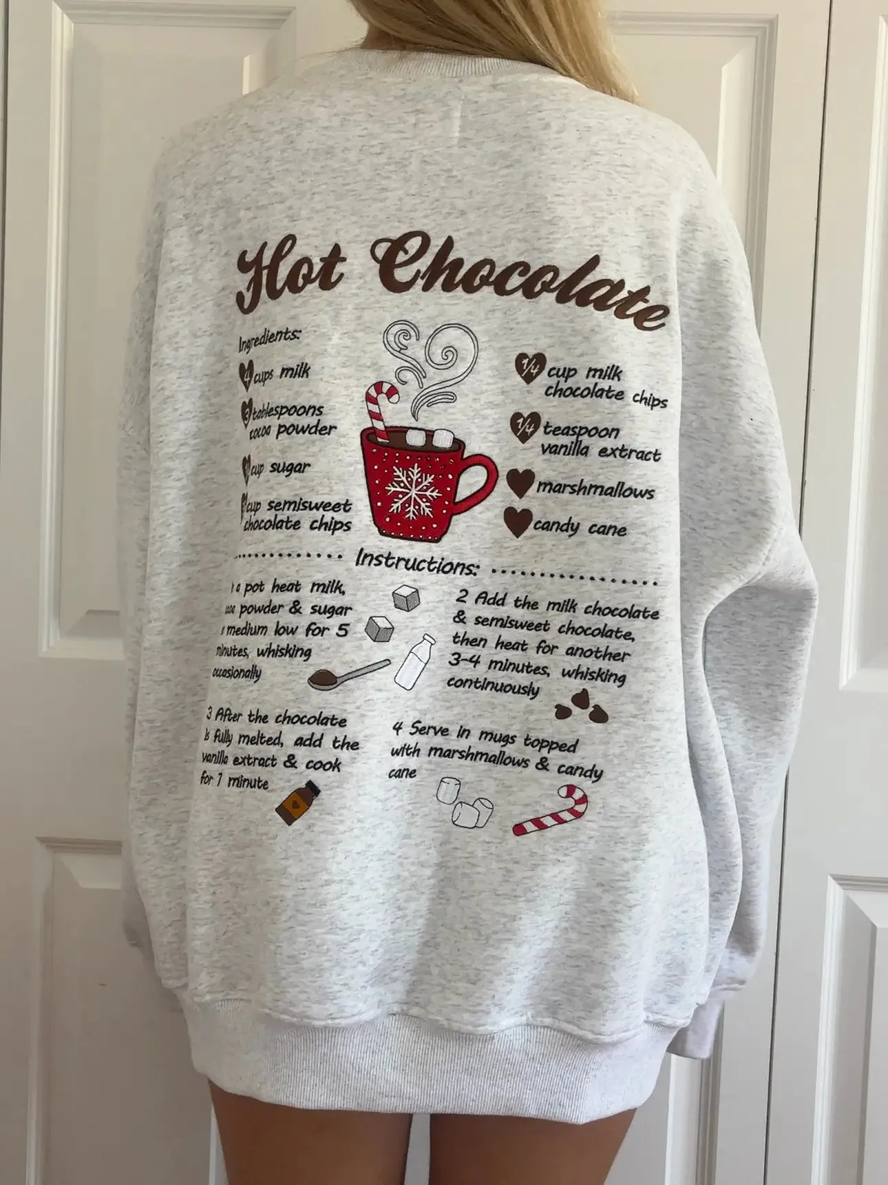 Hot Chocolate Recipe Christmas Embroider Sweatshirt sold by Sunkissed Coconut product image thumbnail 5