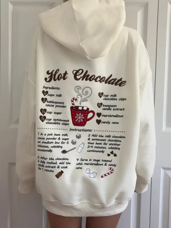 Hot Chocolate Recipe Christmas Embroider Hoodie sold by Sunkissed Coconut