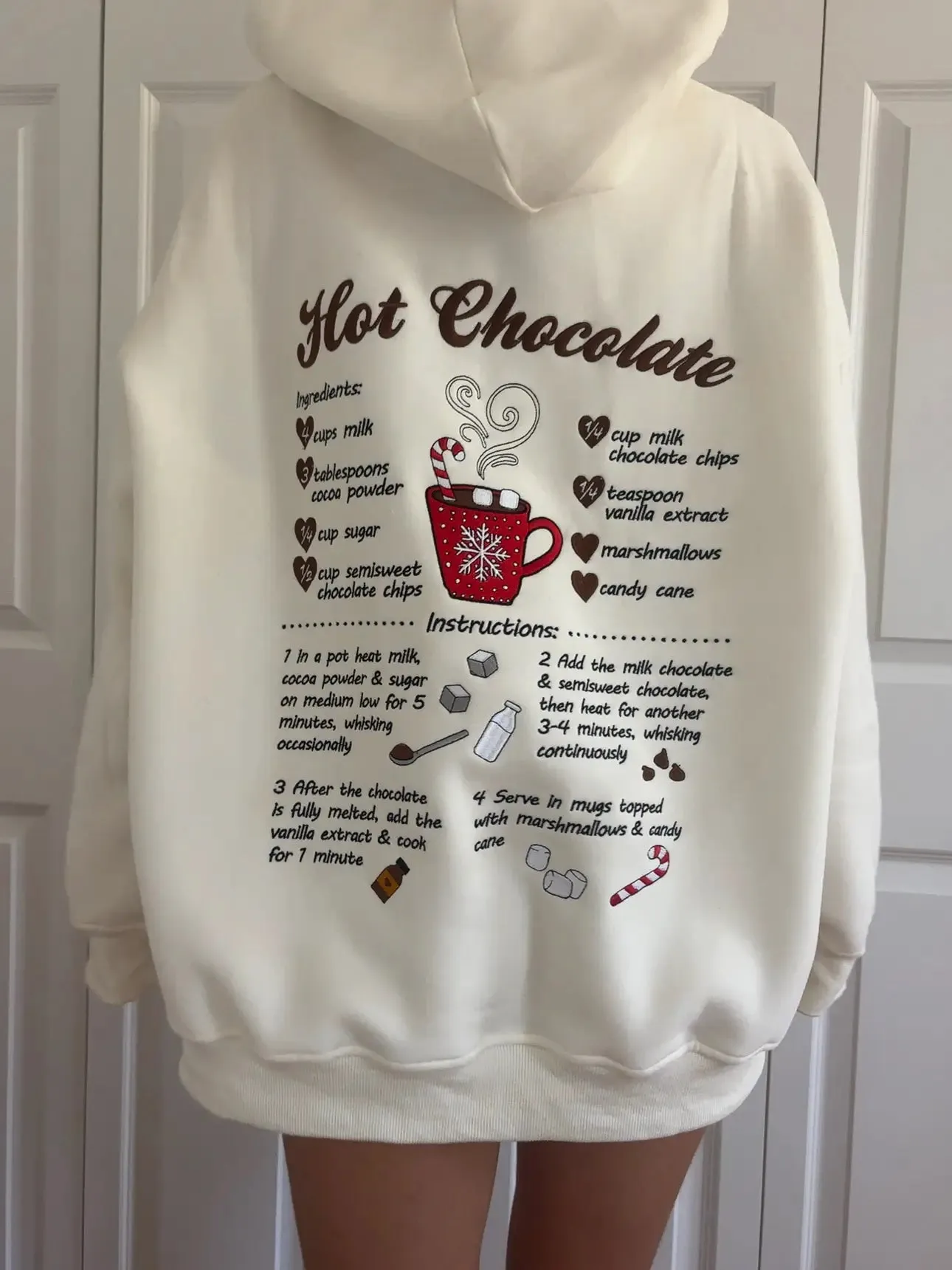 Hot Chocolate Recipe Christmas Embroider Hoodie sold by Sunkissed Coconut product image thumbnail 5