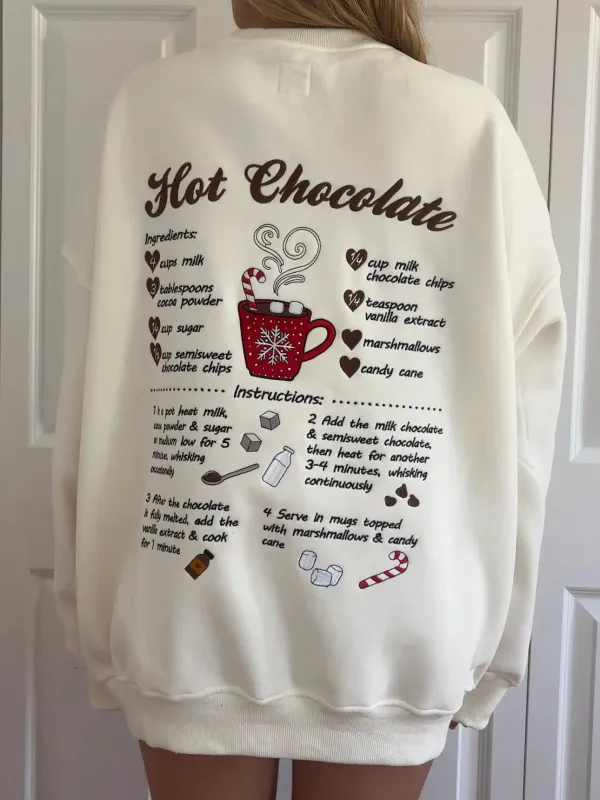 Hot Chocolate Recipe Christmas Embroider Sweatshirt sold by Sunkissed Coconut