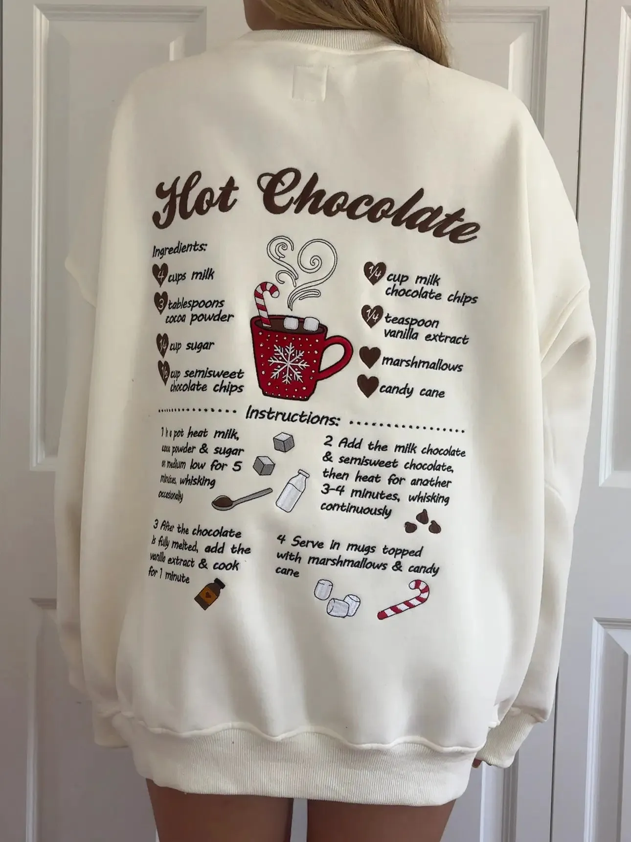 Hot Chocolate Recipe Christmas Embroider Sweatshirt sold by Sunkissed Coconut