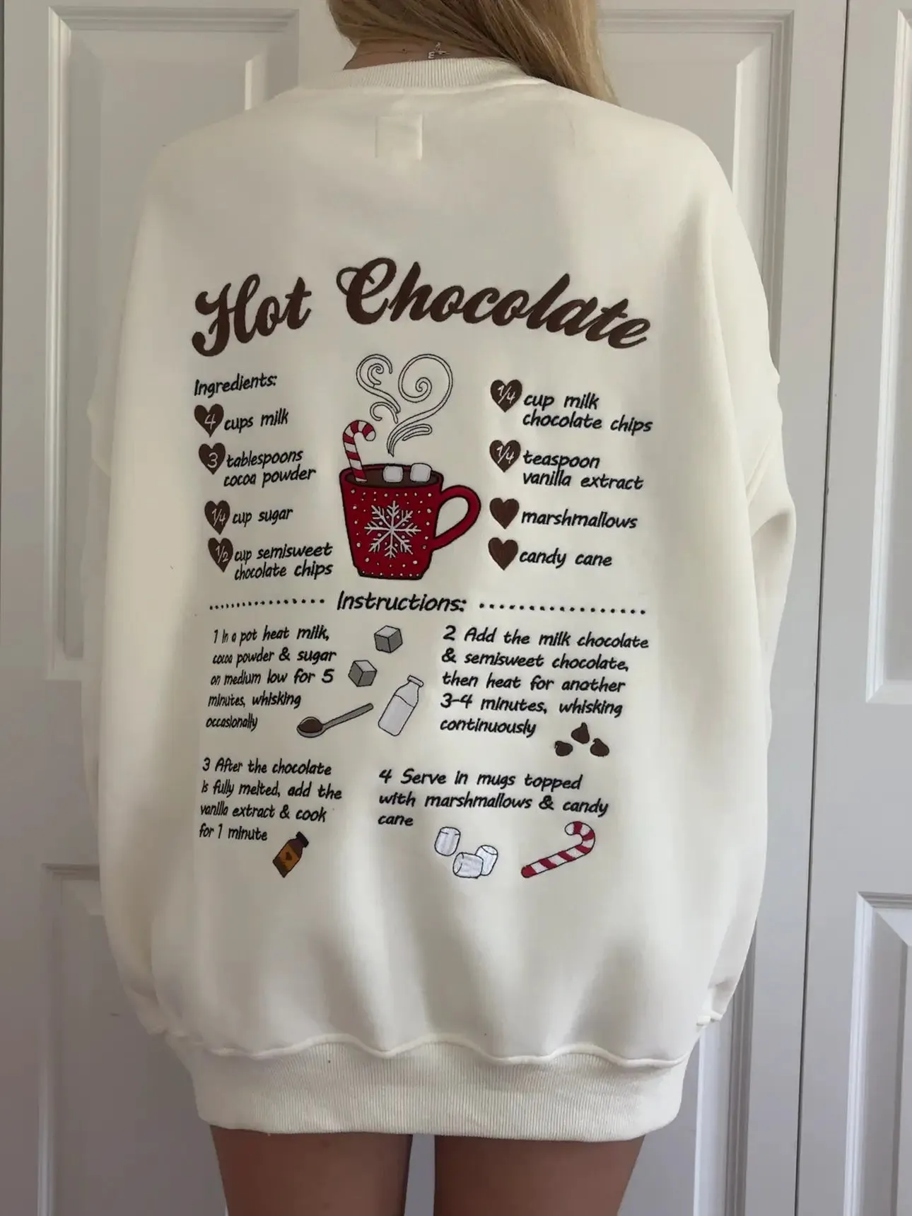 Hot Chocolate Recipe Christmas Embroider Sweatshirt sold by Sunkissed Coconut product image thumbnail 4